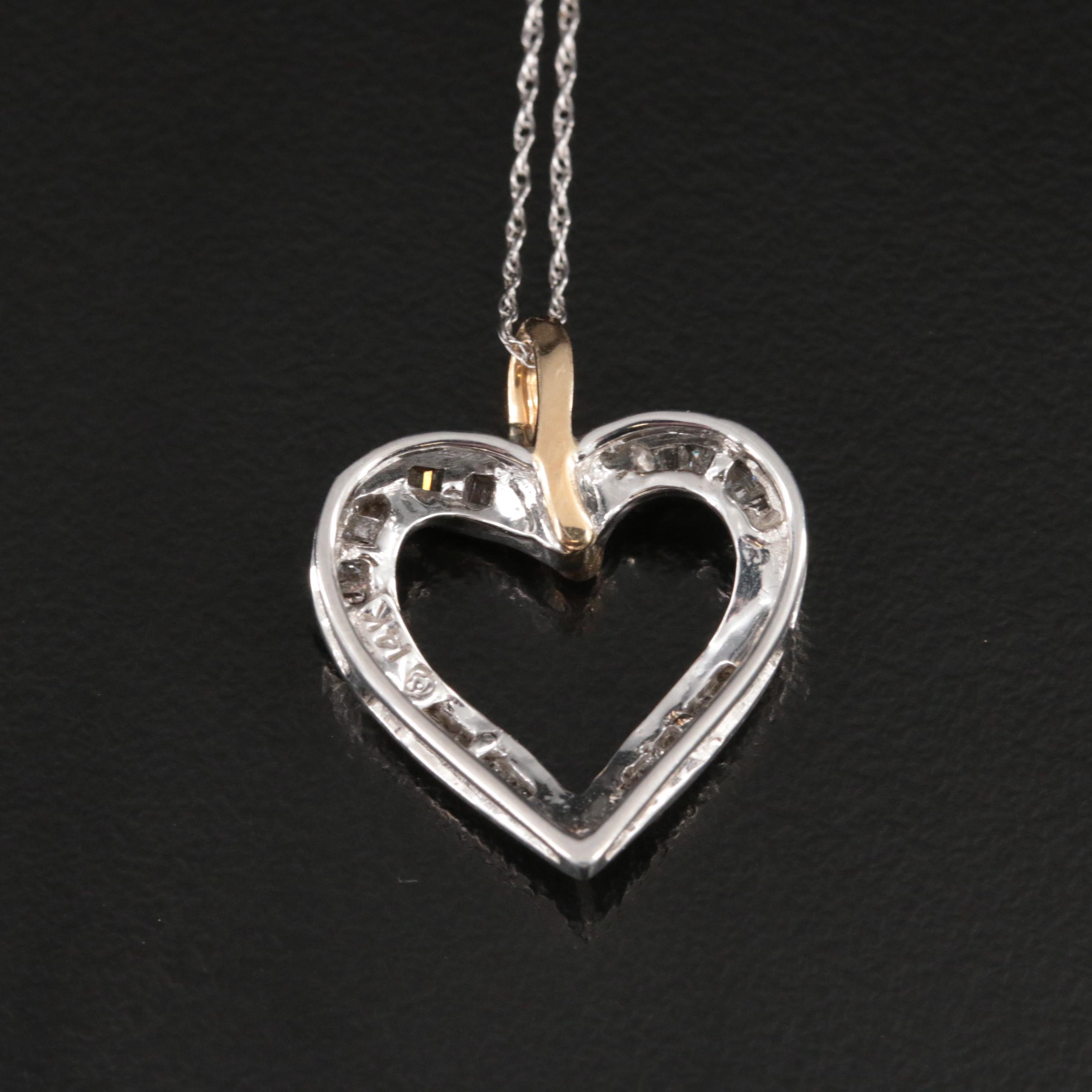 14K 0.20 CTW Diamond Heart Pendant Necklace