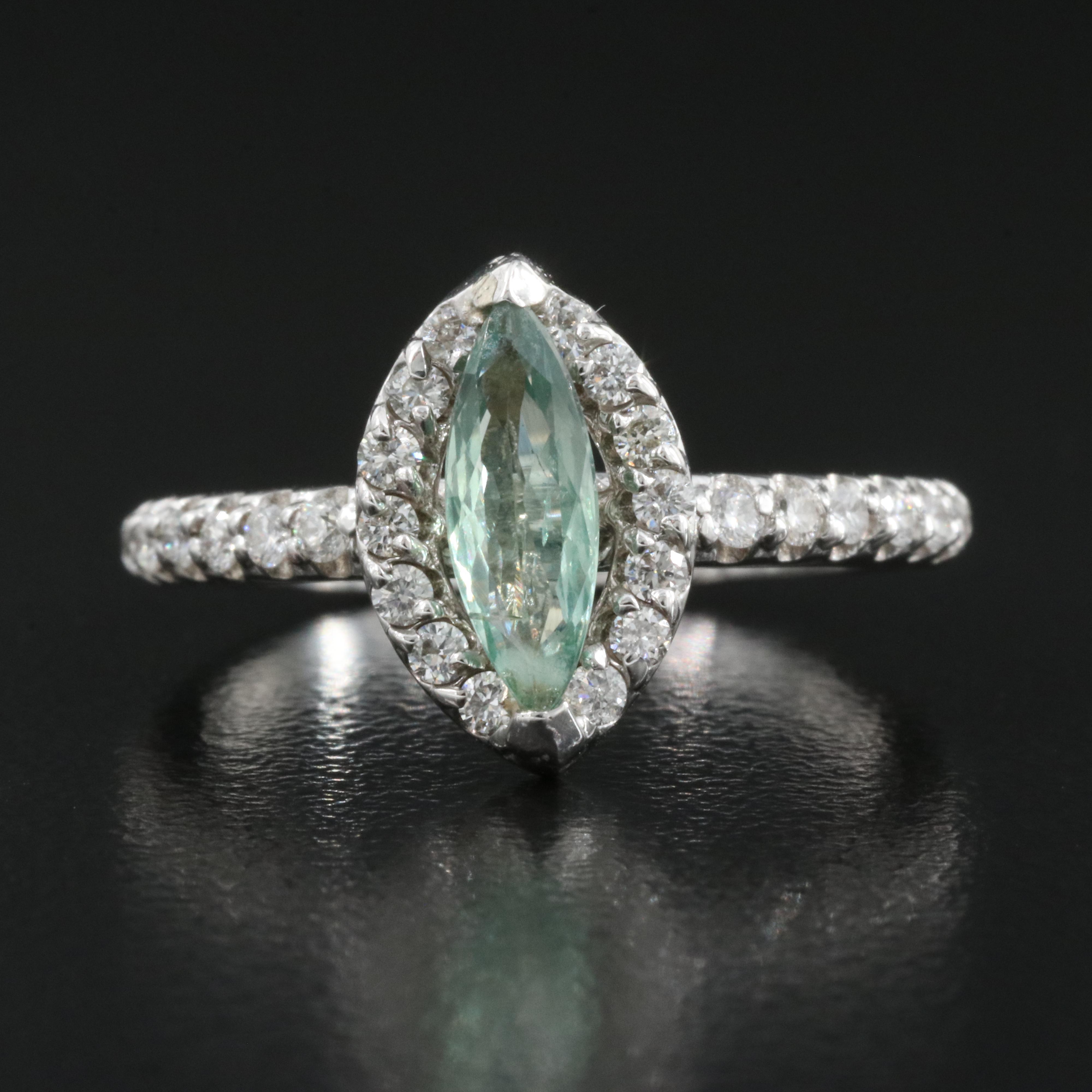 14K Alexandrite and Diamond Teardrop Ring