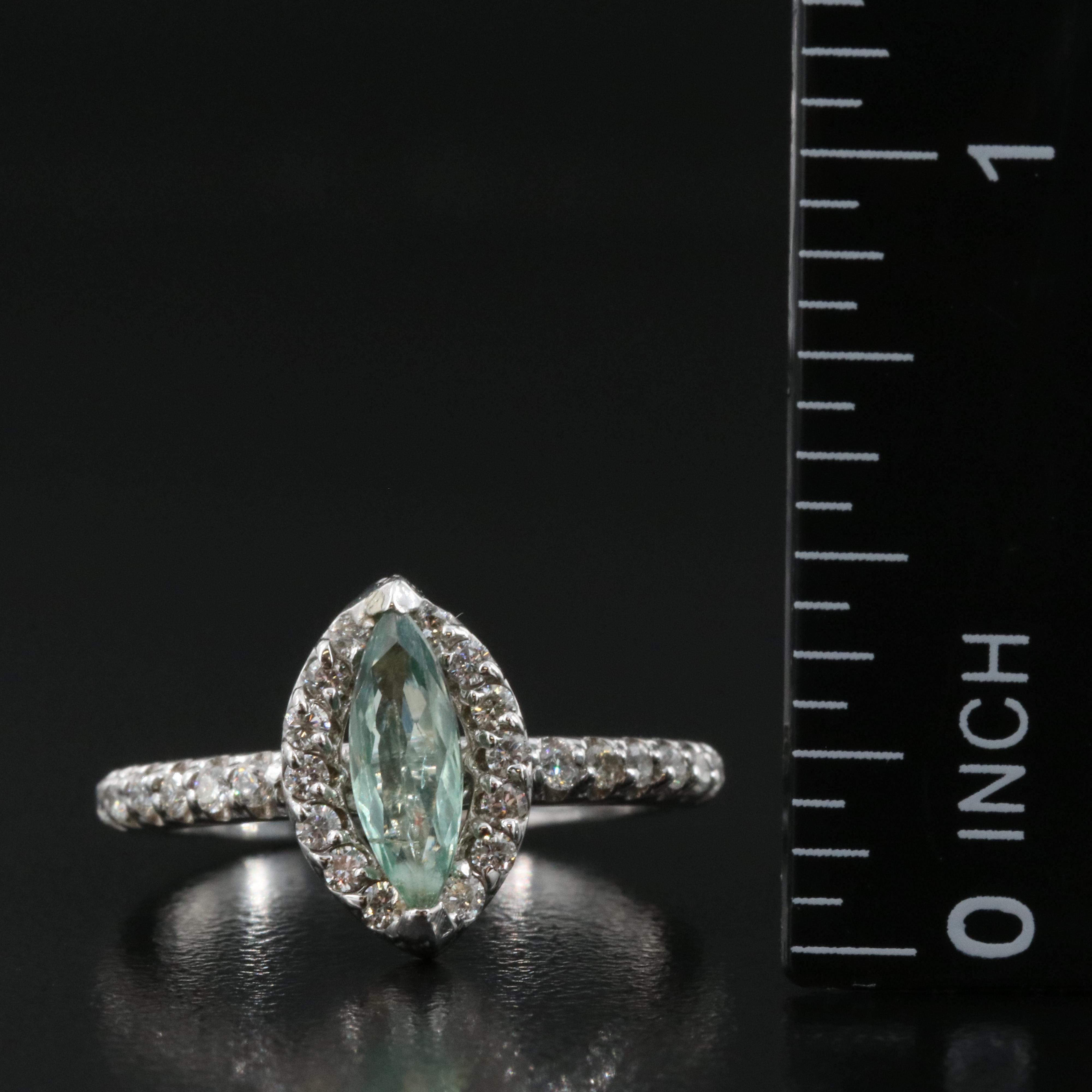 14K Alexandrite and Diamond Teardrop Ring