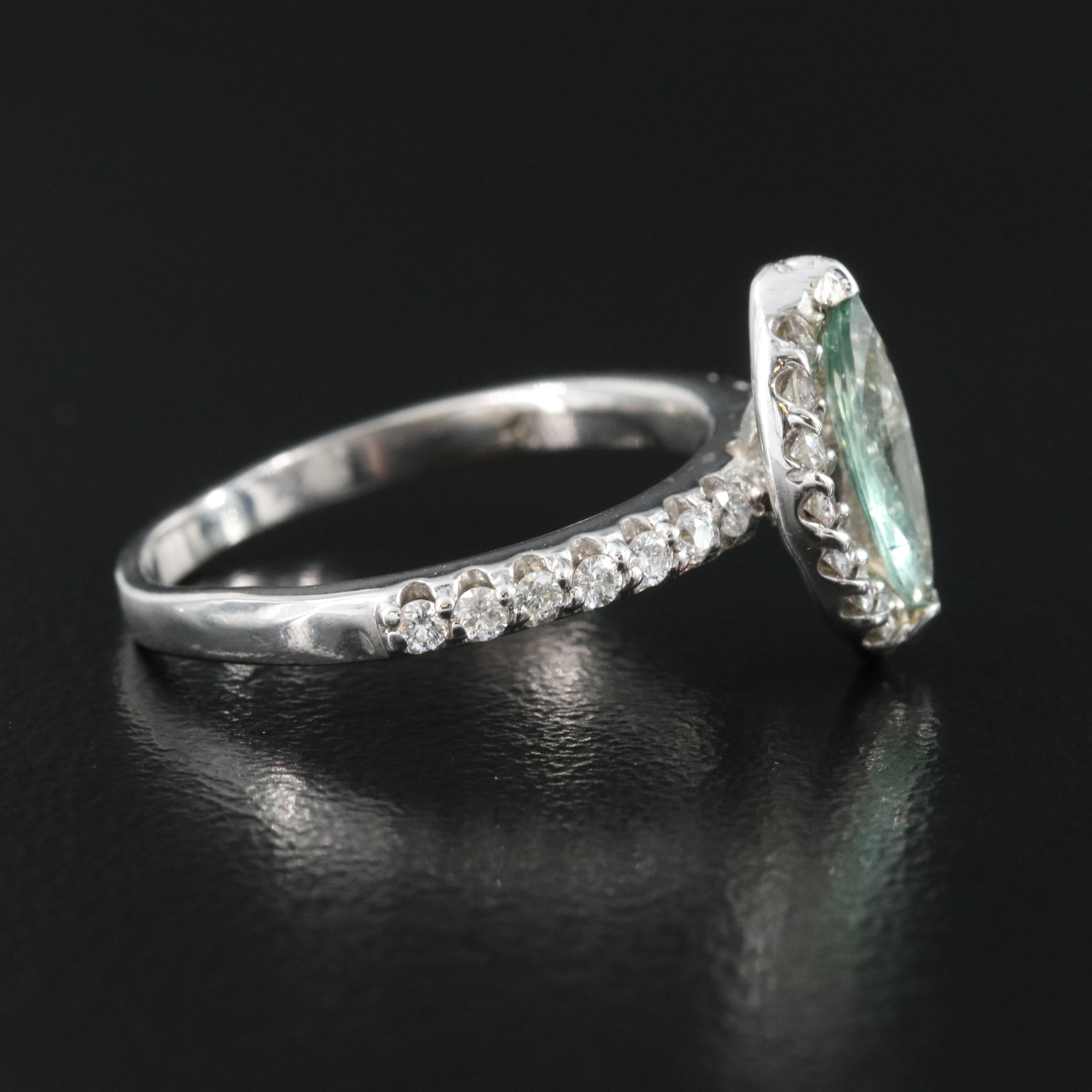 14K Alexandrite and Diamond Teardrop Ring