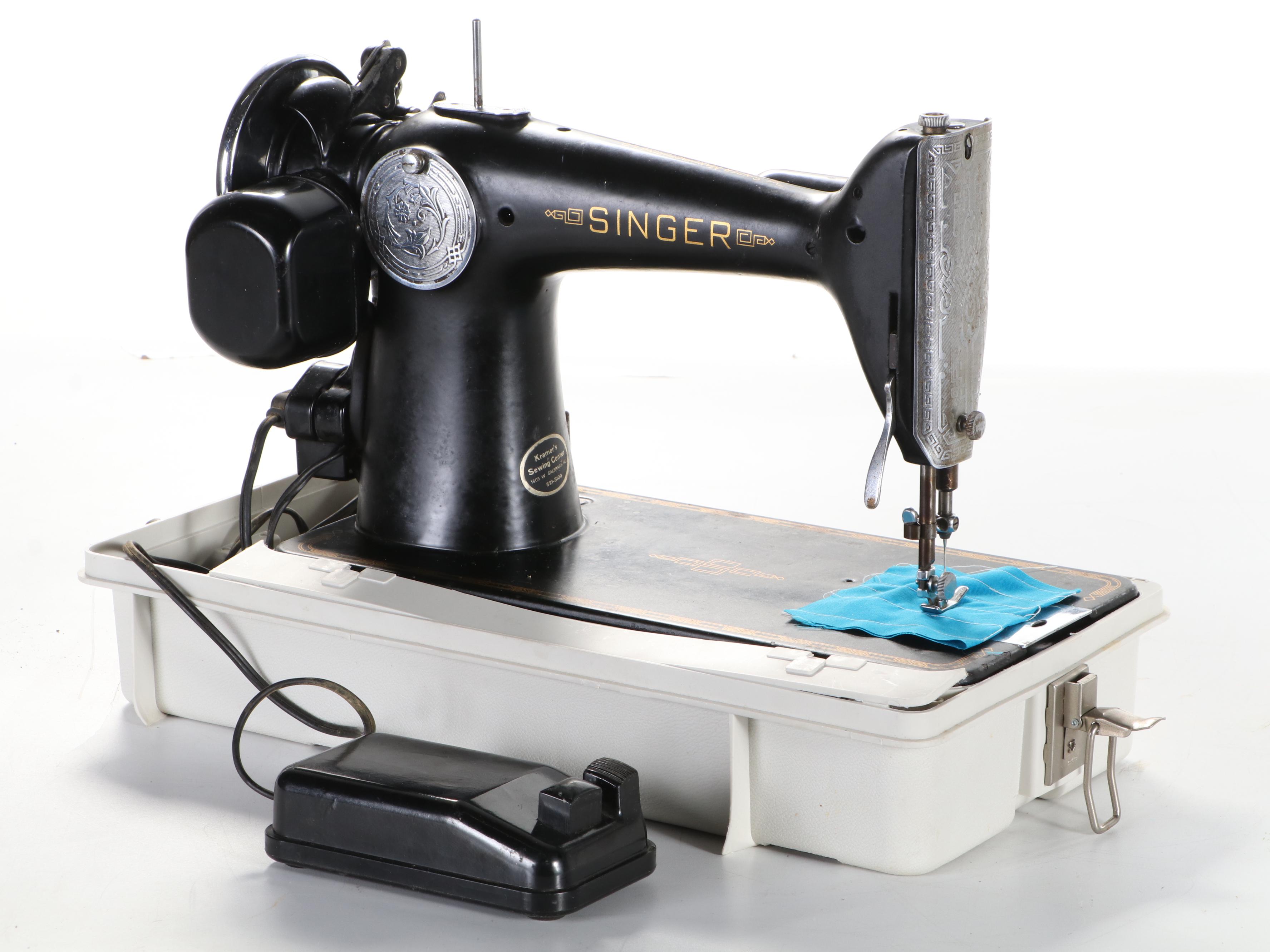 Singer Model 201 Electric Sewing Machine with Case, 1941