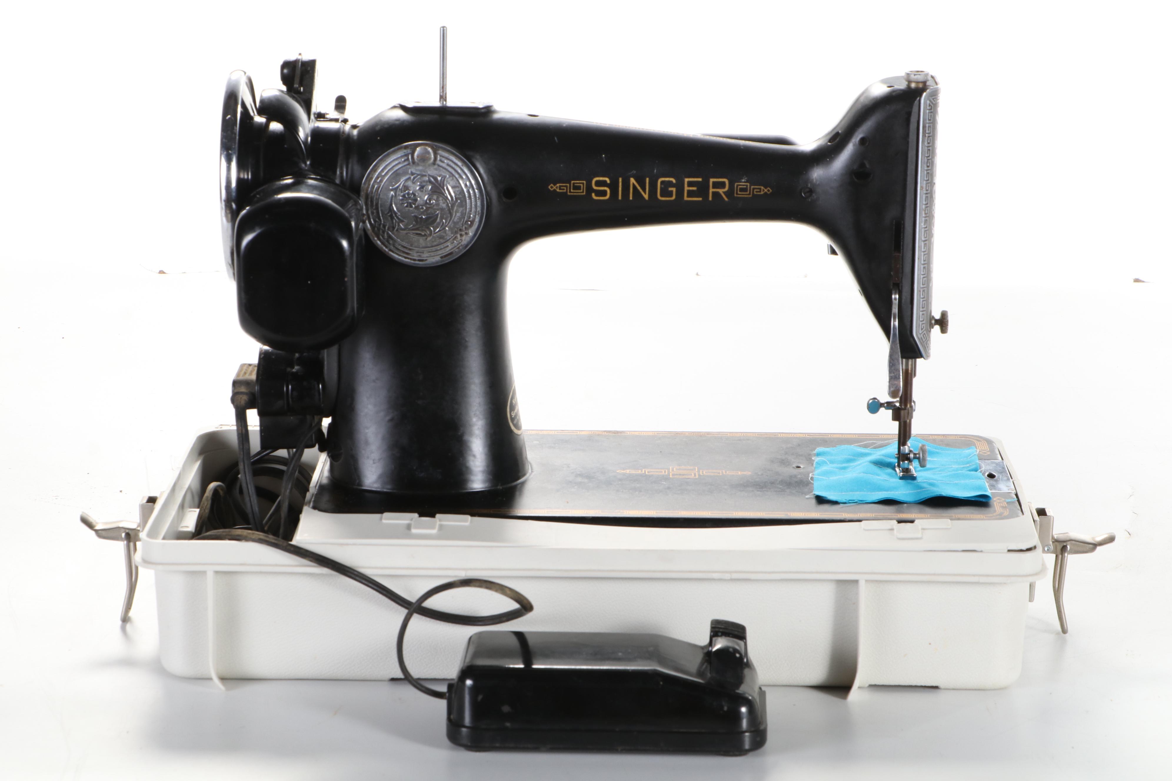 Singer Model 201 Electric Sewing Machine with Case, 1941