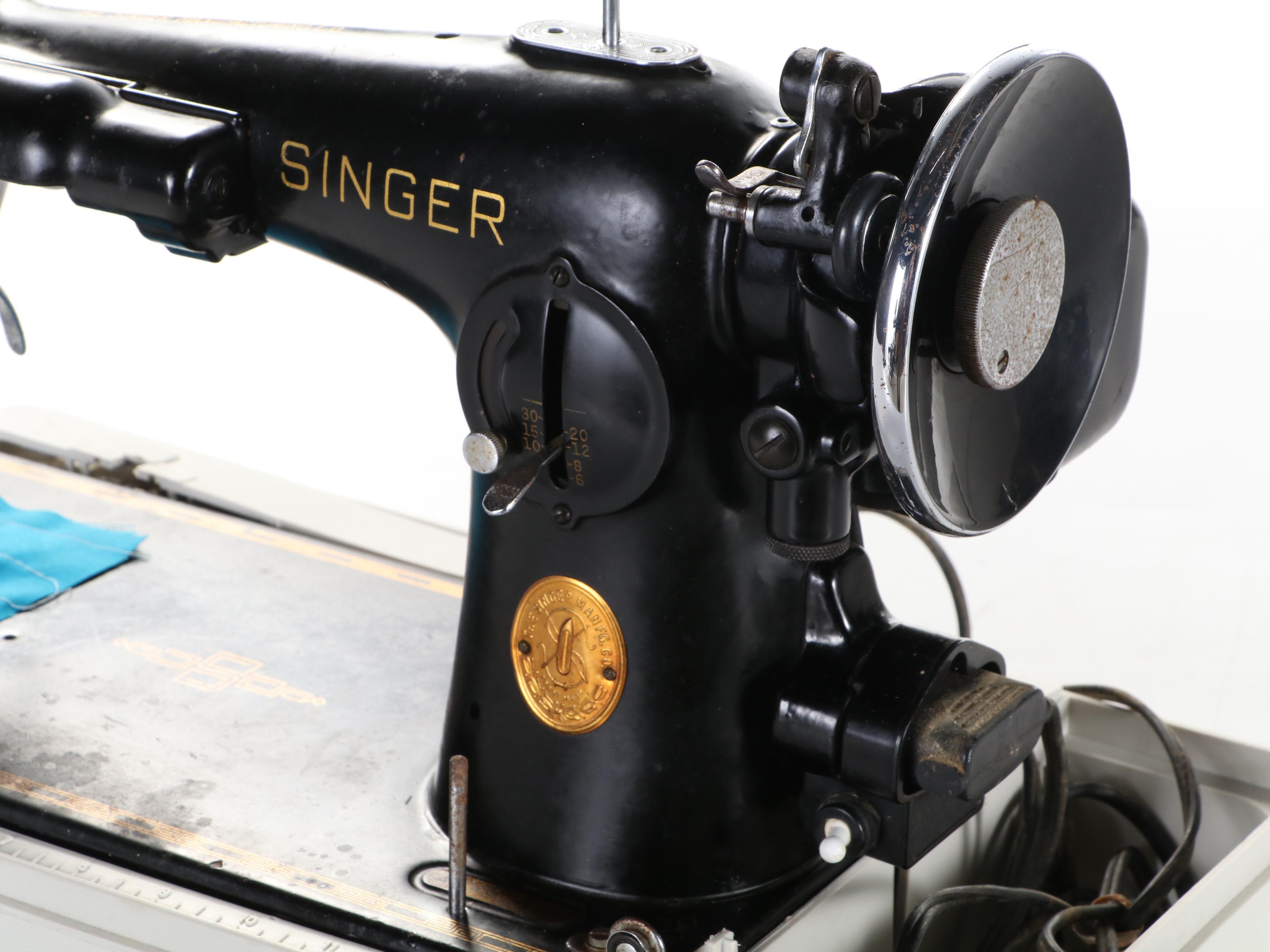 Singer Model 201 Electric Sewing Machine with Case, 1941