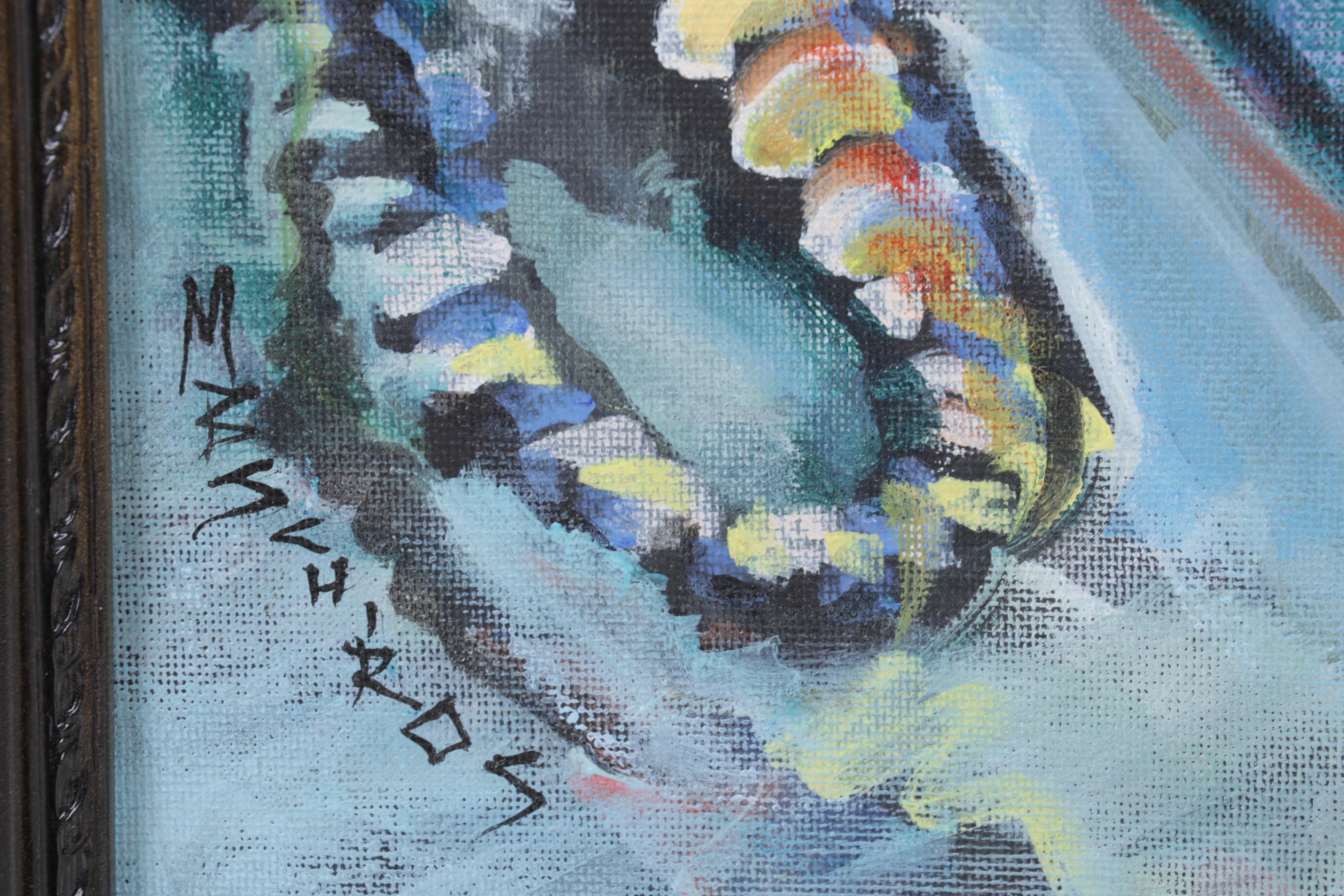 Mary Beth Schiros Acrylic Painting of Rotary Telephone, 21st Century