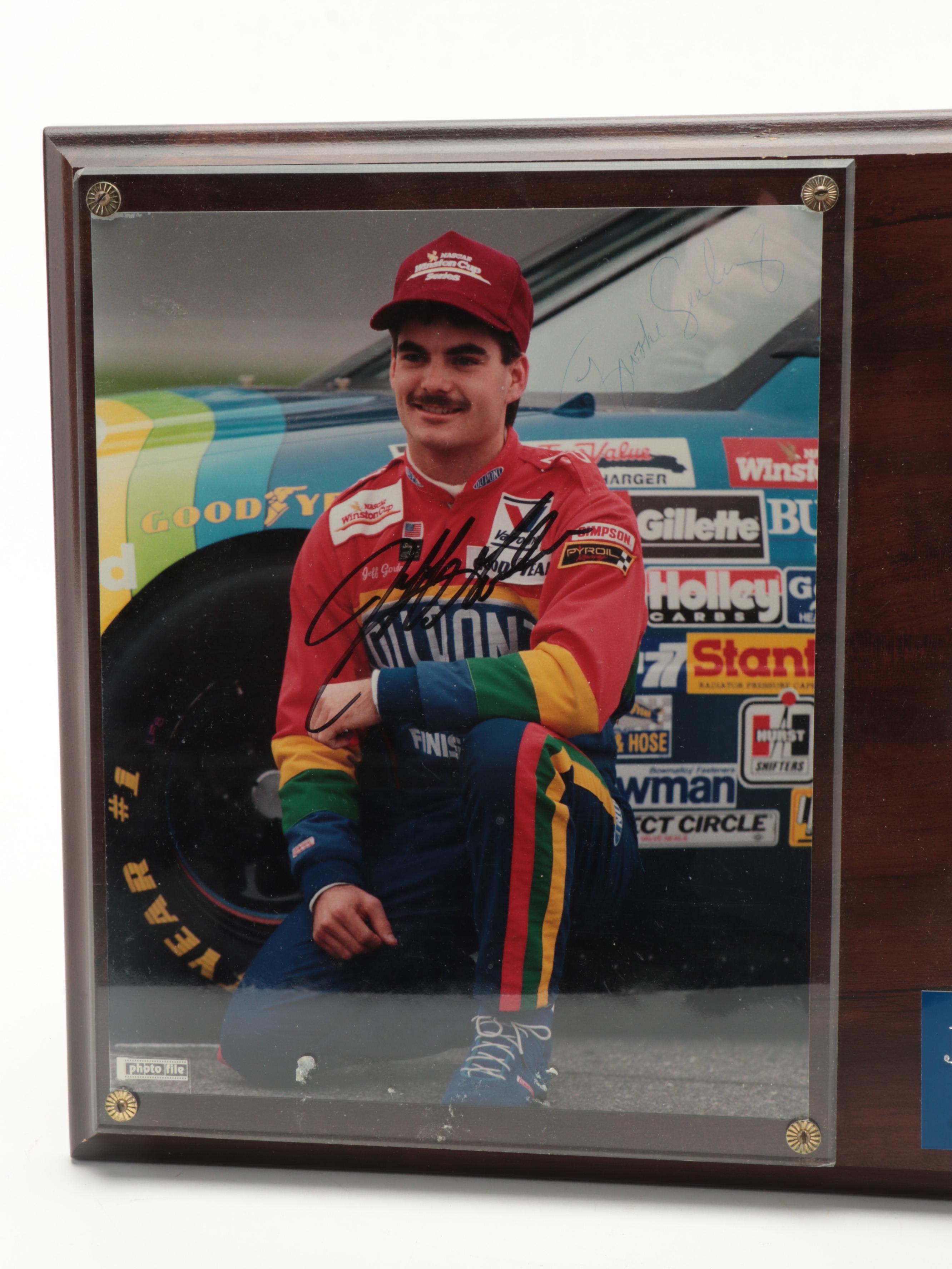 Jeff Gordon and Ex-Wife Jennifer Brooke Sealey Signed NASCAR Giclée in Display