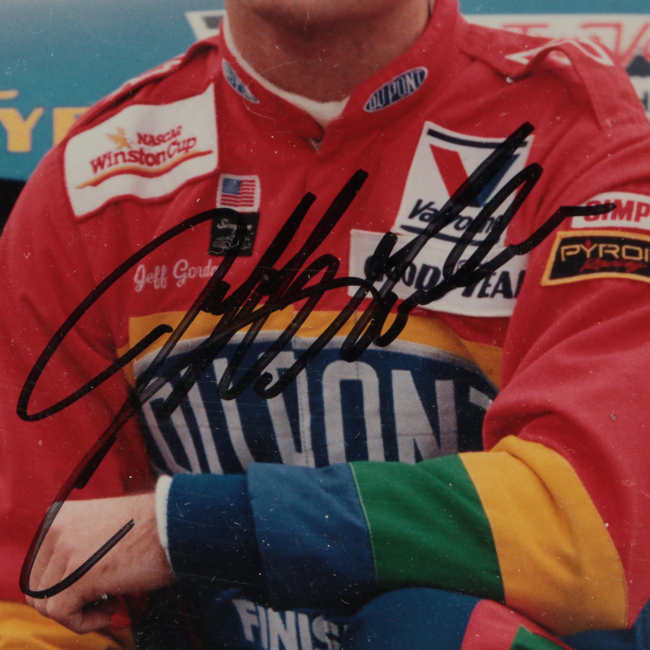 Jeff Gordon and Ex-Wife Jennifer Brooke Sealey Signed NASCAR Giclée in Display