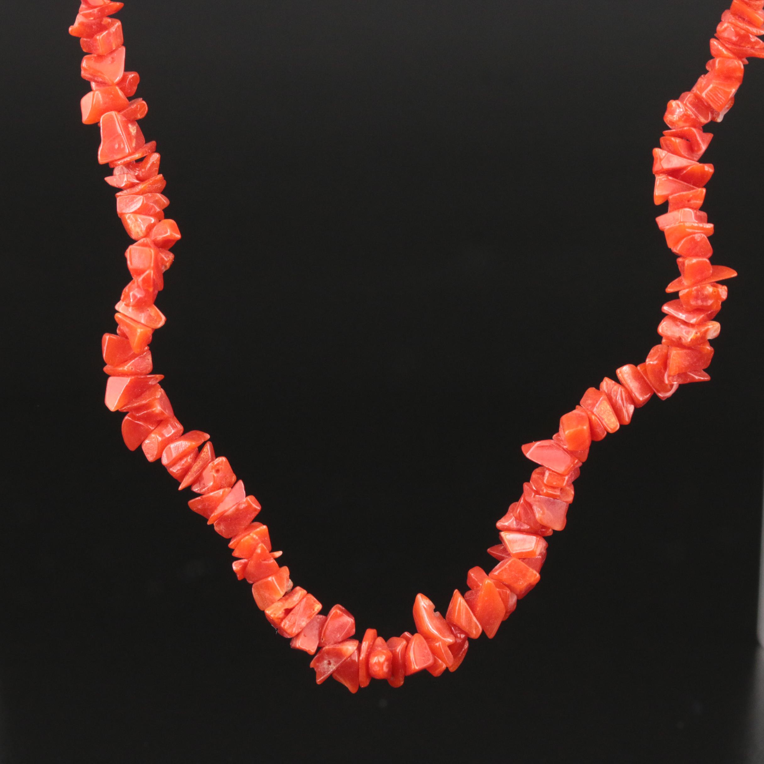 Vintage Coral Beaded Necklace