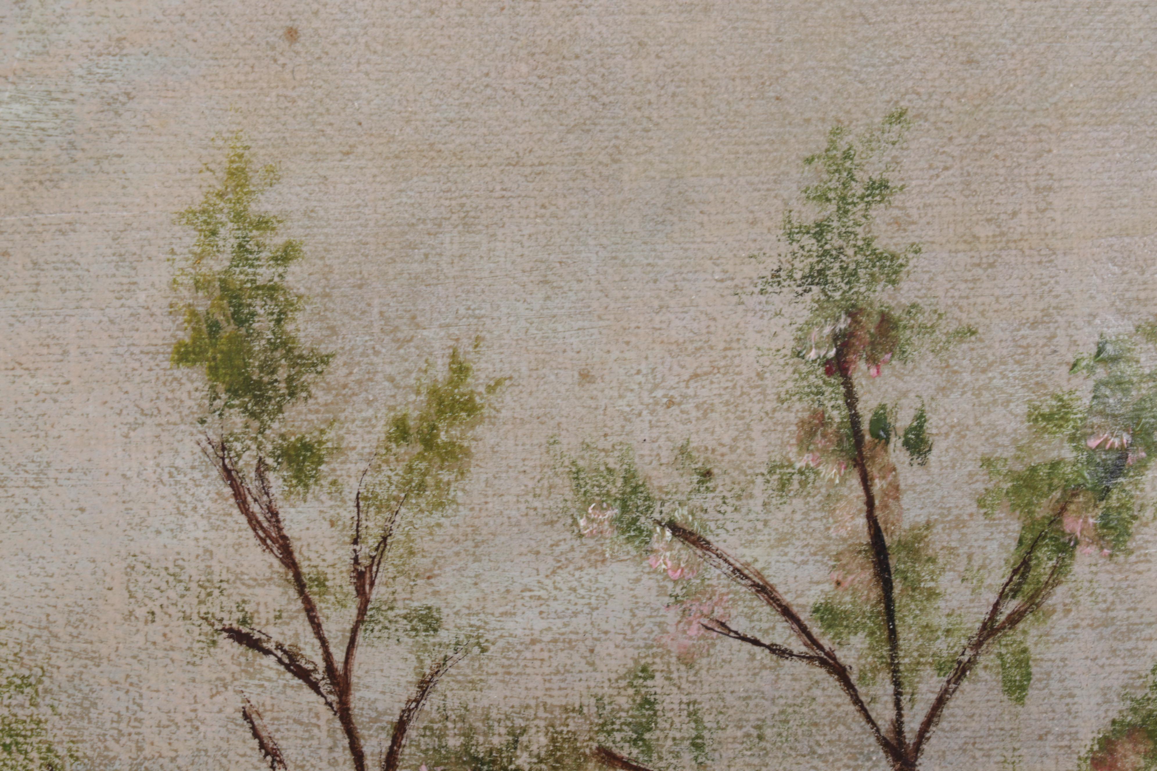 Cattle in Pasture Oil Painting, Early 20th Century