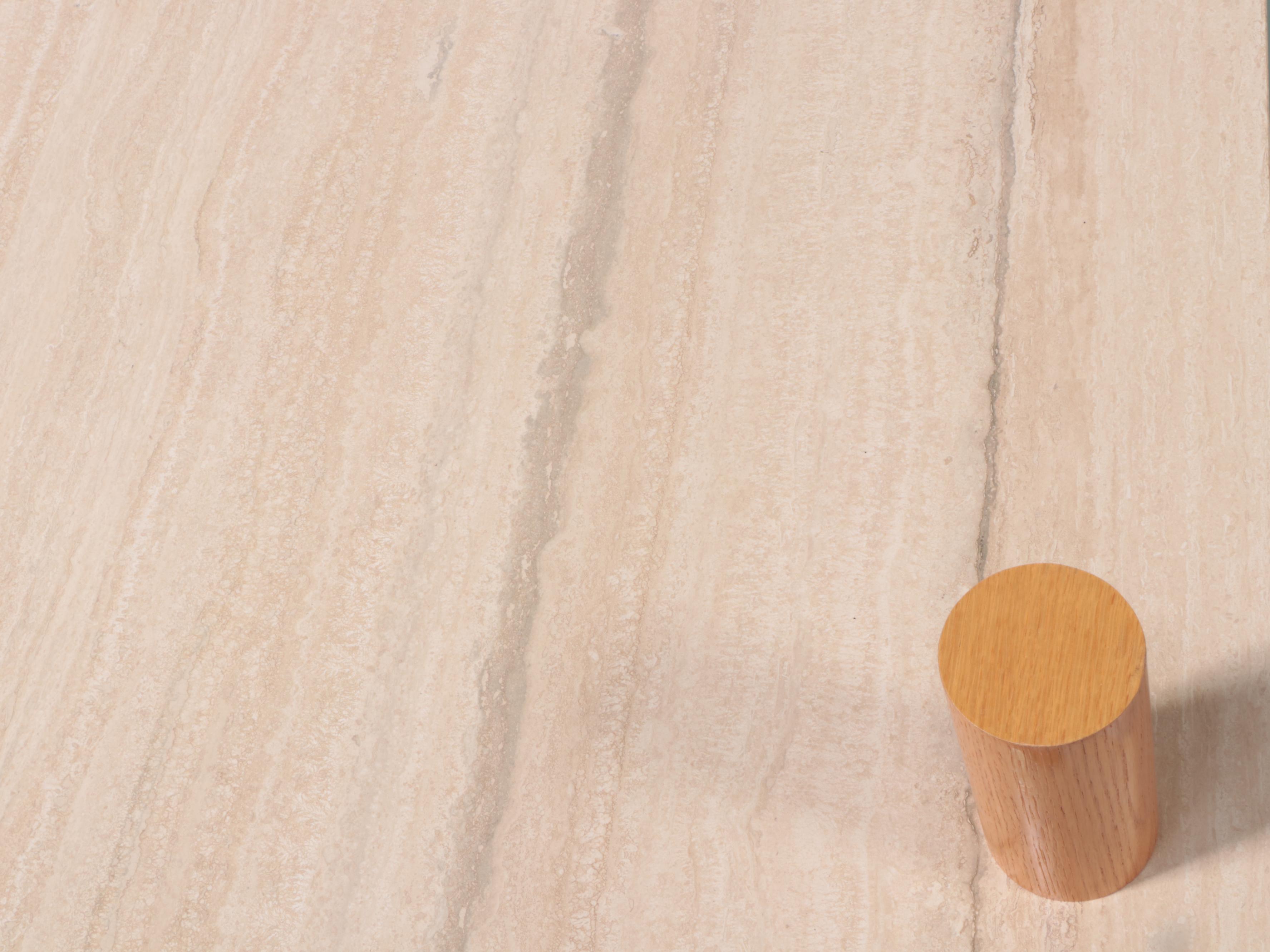Post Modernist Oak, Travertine, and Glass Top Coffee Table, Late 20th Century