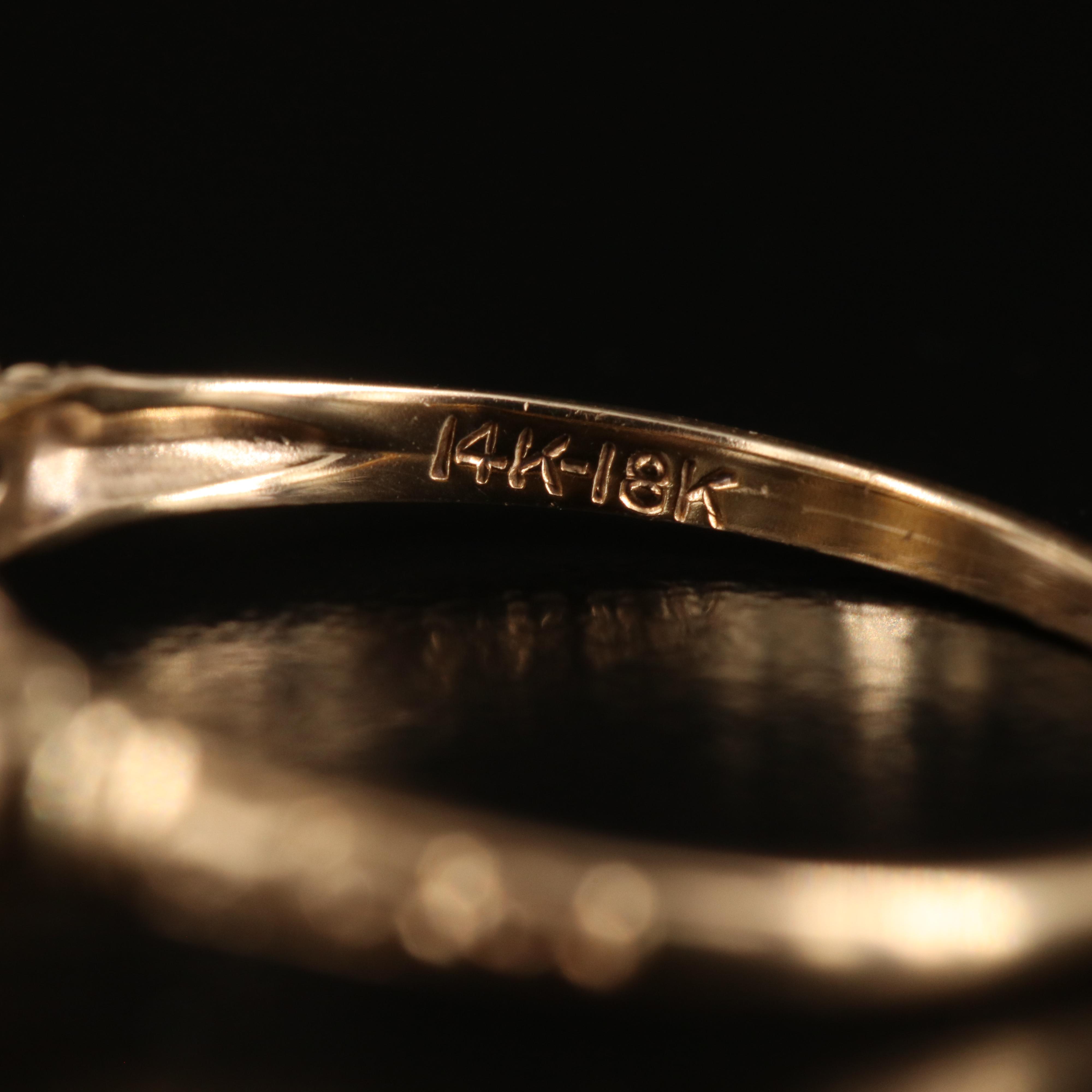 Antique 14K 0.03 CT Diamond Ring with 18K Accent
