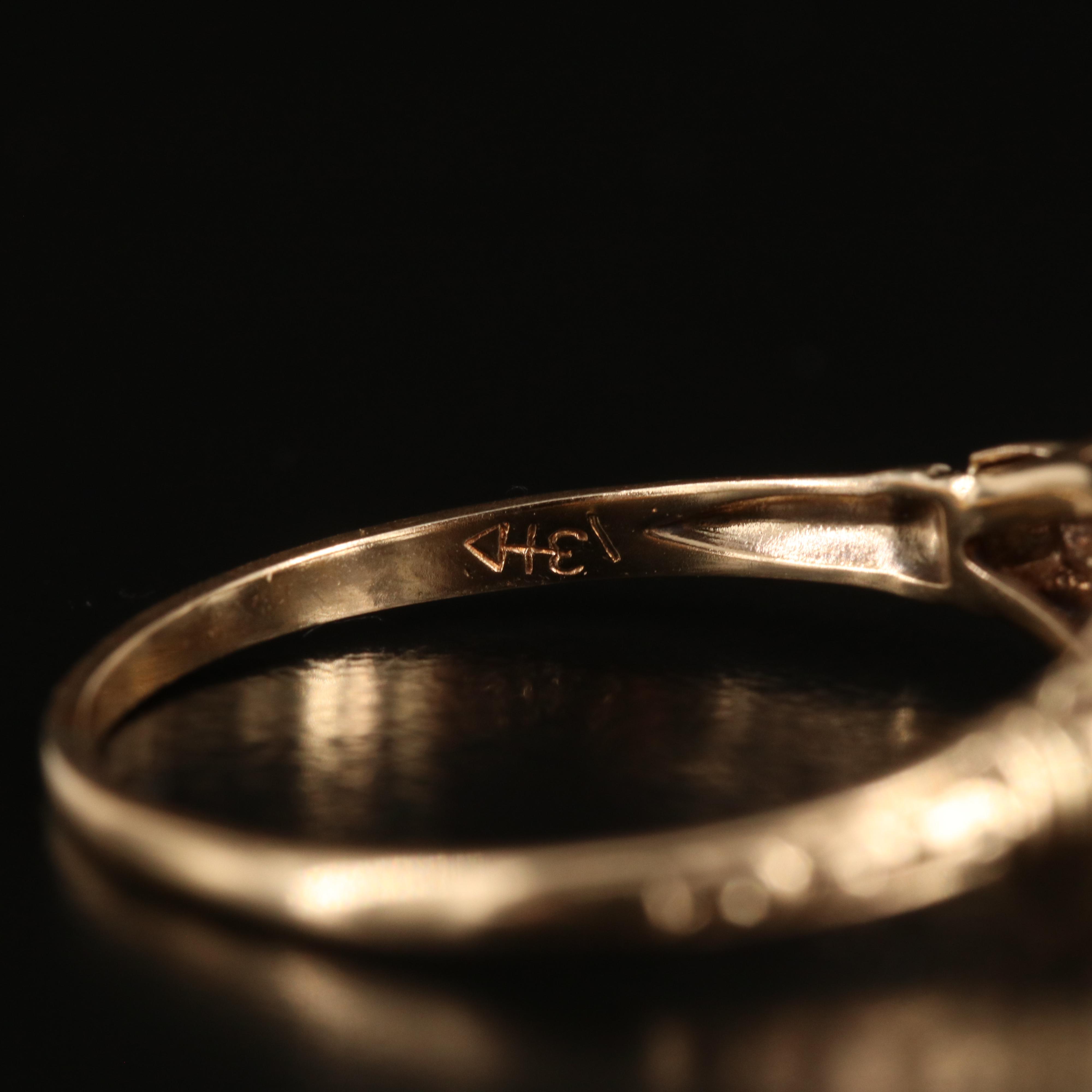 Antique 14K 0.03 CT Diamond Ring with 18K Accent