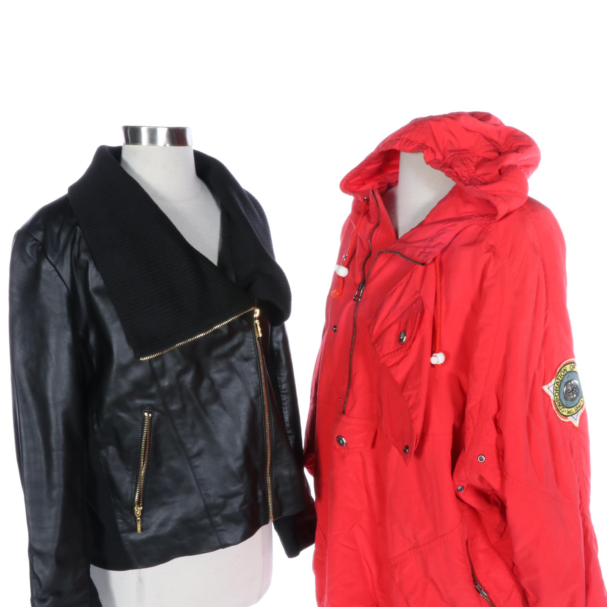 Kitex Worldwide Pullover Ski Parka with Dolman Sleeves, Iman Leather Moto Jacket