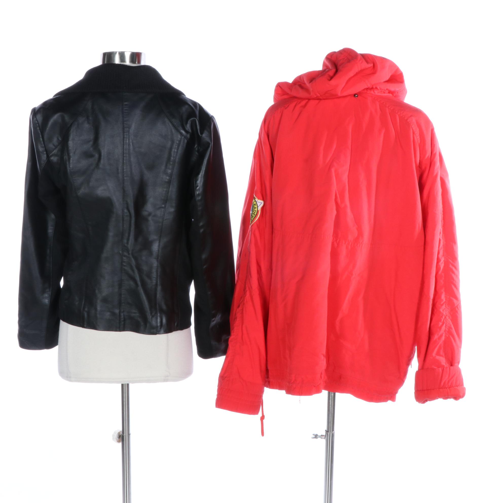 Kitex Worldwide Pullover Ski Parka with Dolman Sleeves, Iman Leather Moto Jacket