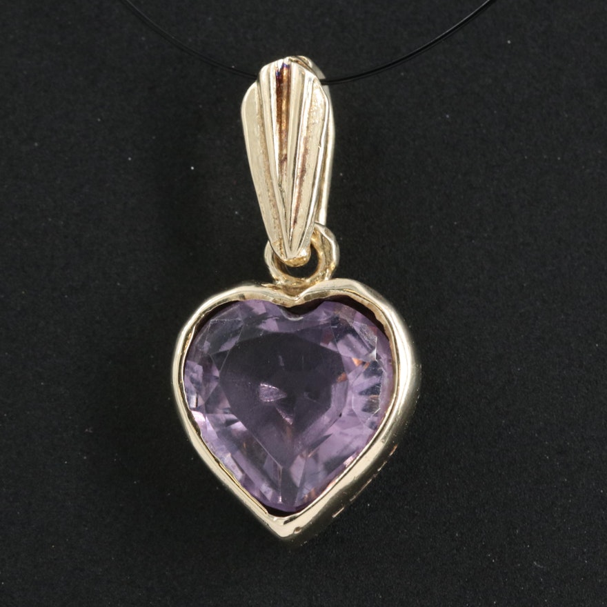 9K Amethyst Heart Pendant