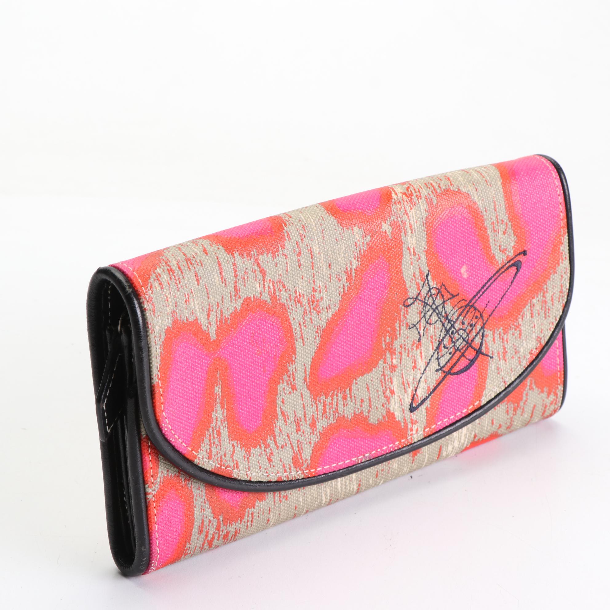Vivienne Westwood Clutch Wallet in Abstract Print Canvas and Leather
