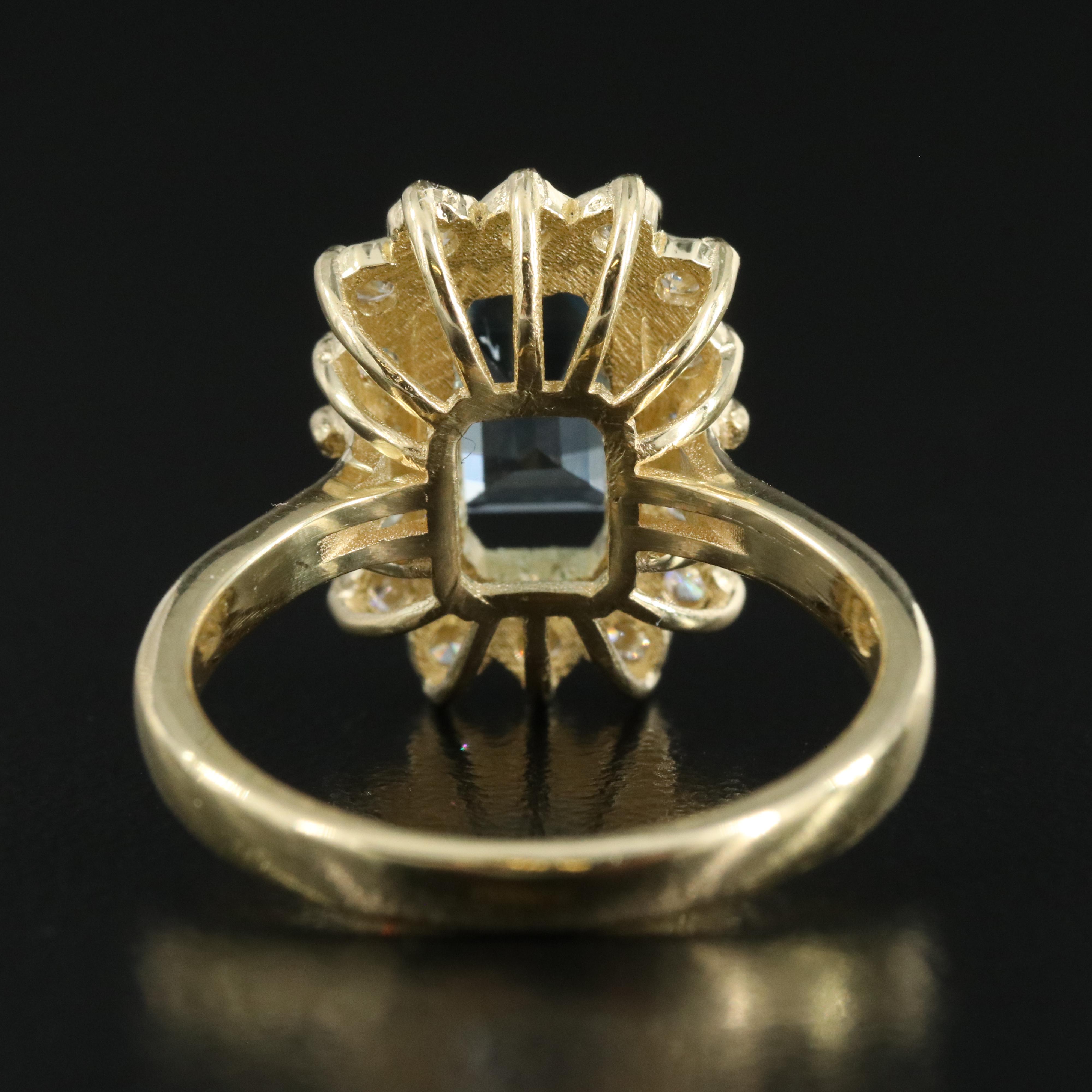 18K Aquamarine and Diamond Halo Ring