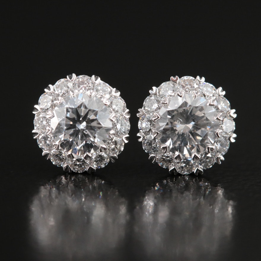 14K 1.03 CTW Lab Grown Diamond Halo Earrings