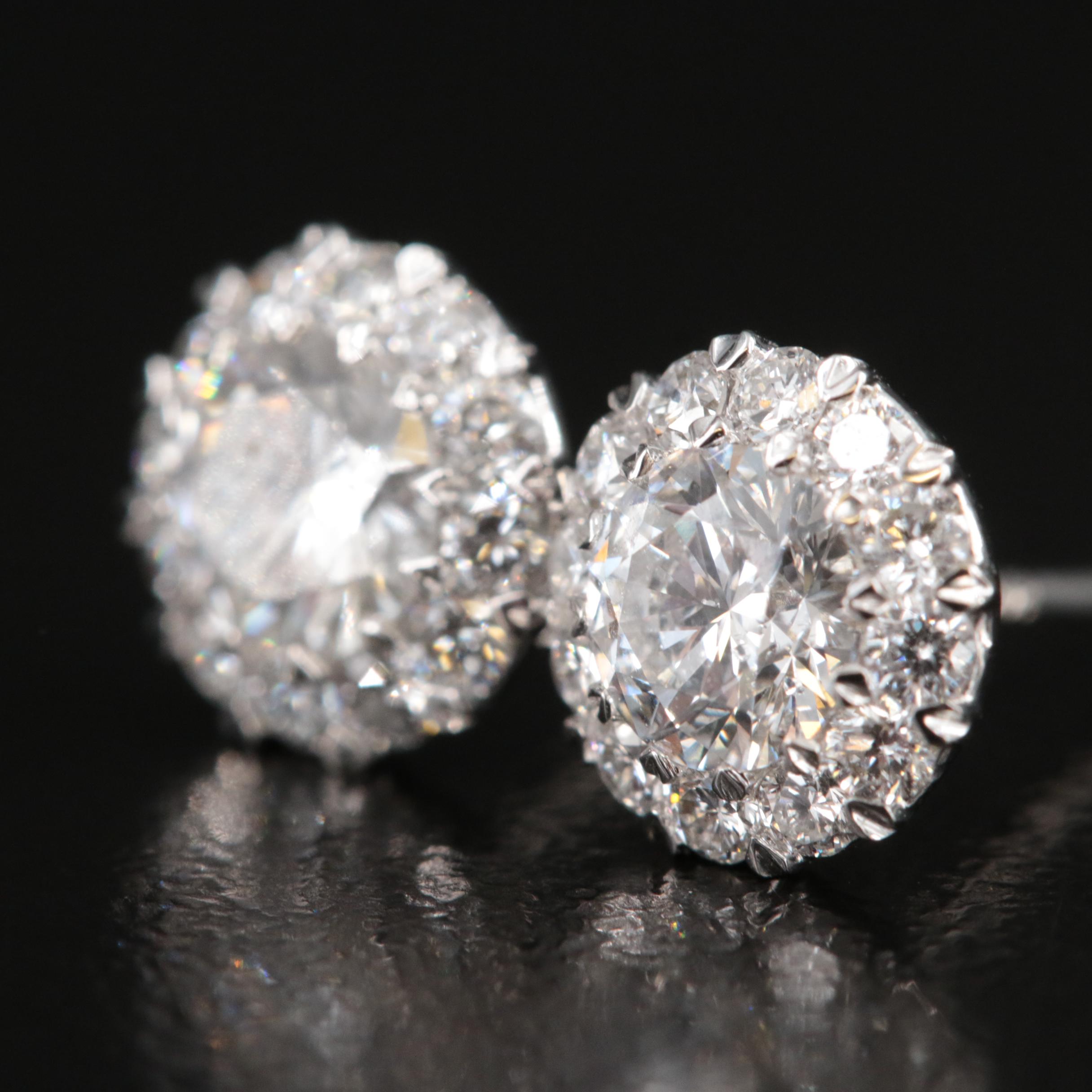 14K 1.03 CTW Lab Grown Diamond Halo Earrings