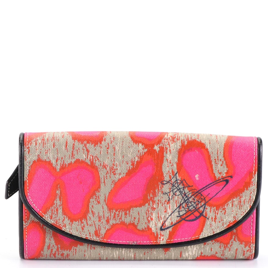Vivienne Westwood Clutch Wallet in Abstract Print Canvas and Leather