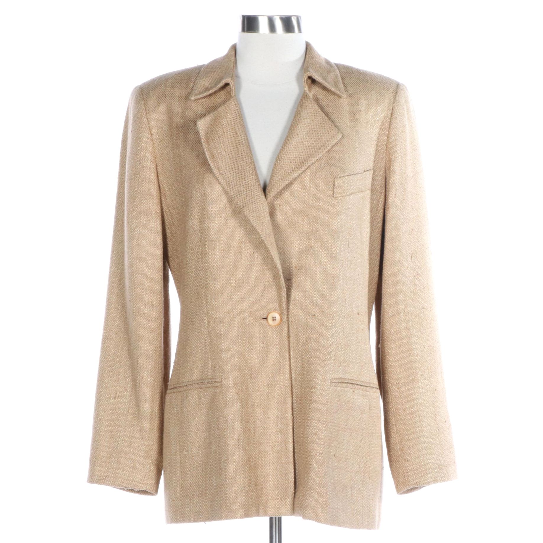 Burberrys Single Button Jacket in Raw Silk