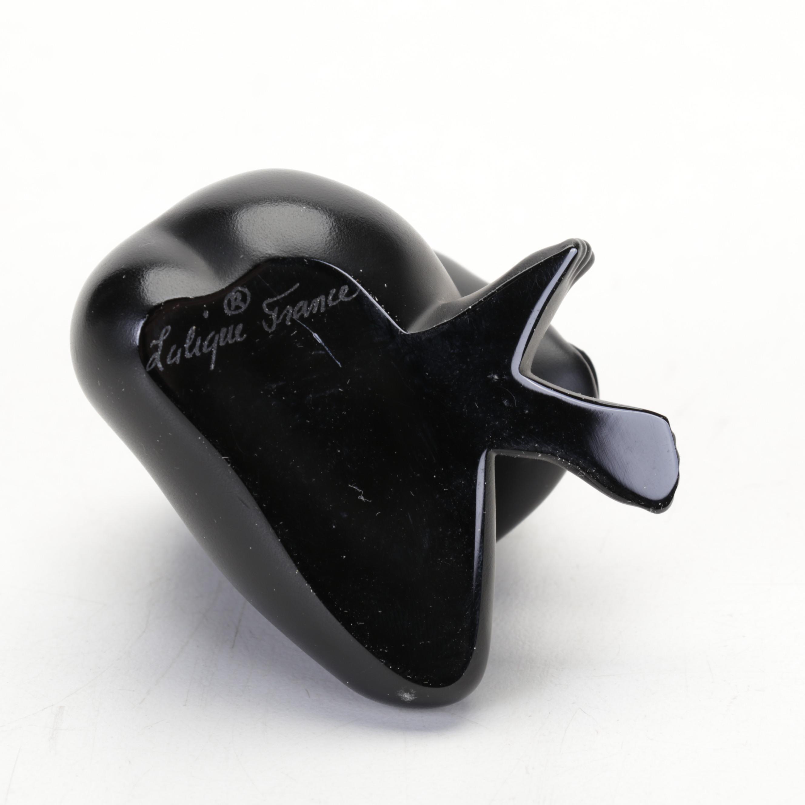 Pair of Lalique Crystal Noir "Venus" Nude Figurines