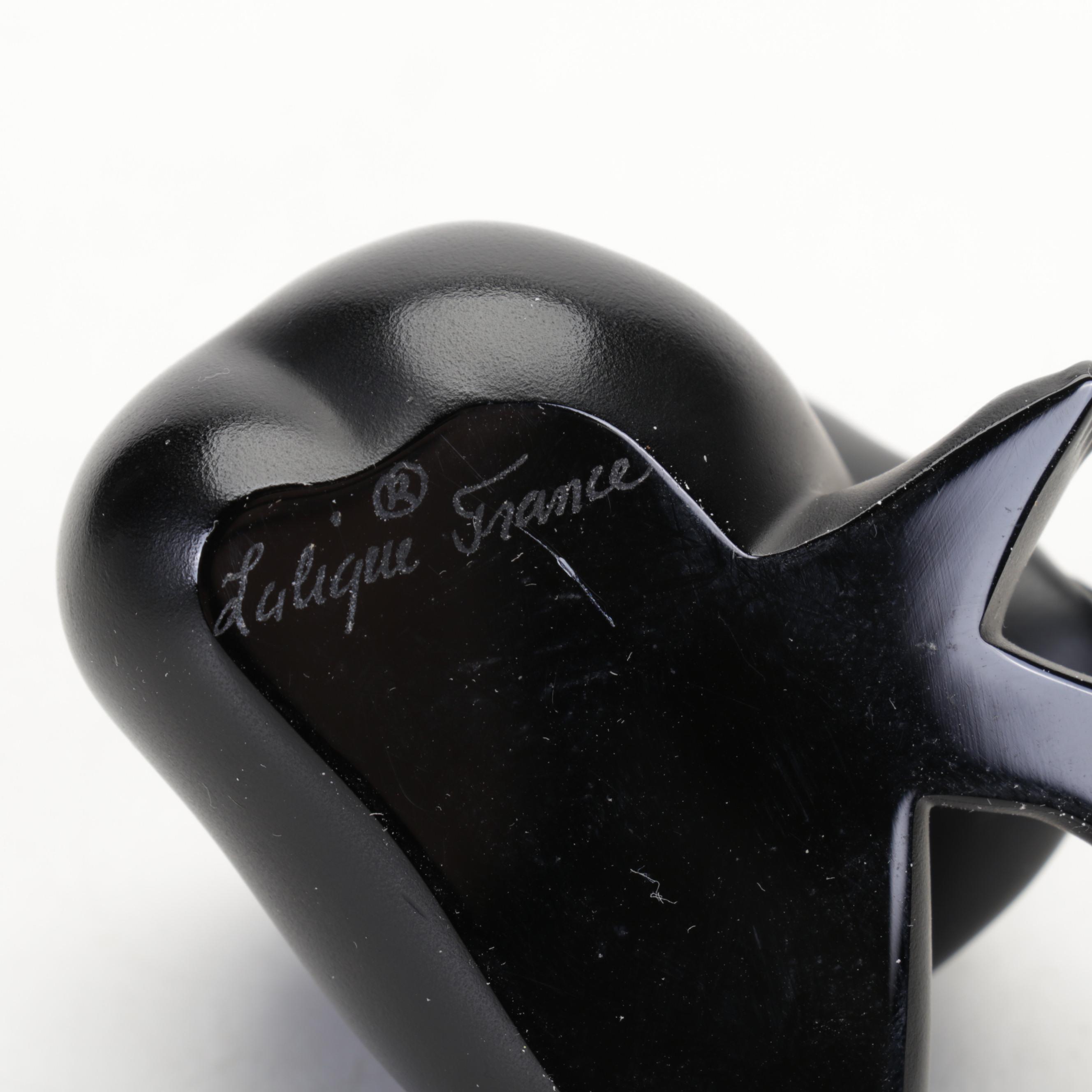 Pair of Lalique Crystal Noir "Venus" Nude Figurines