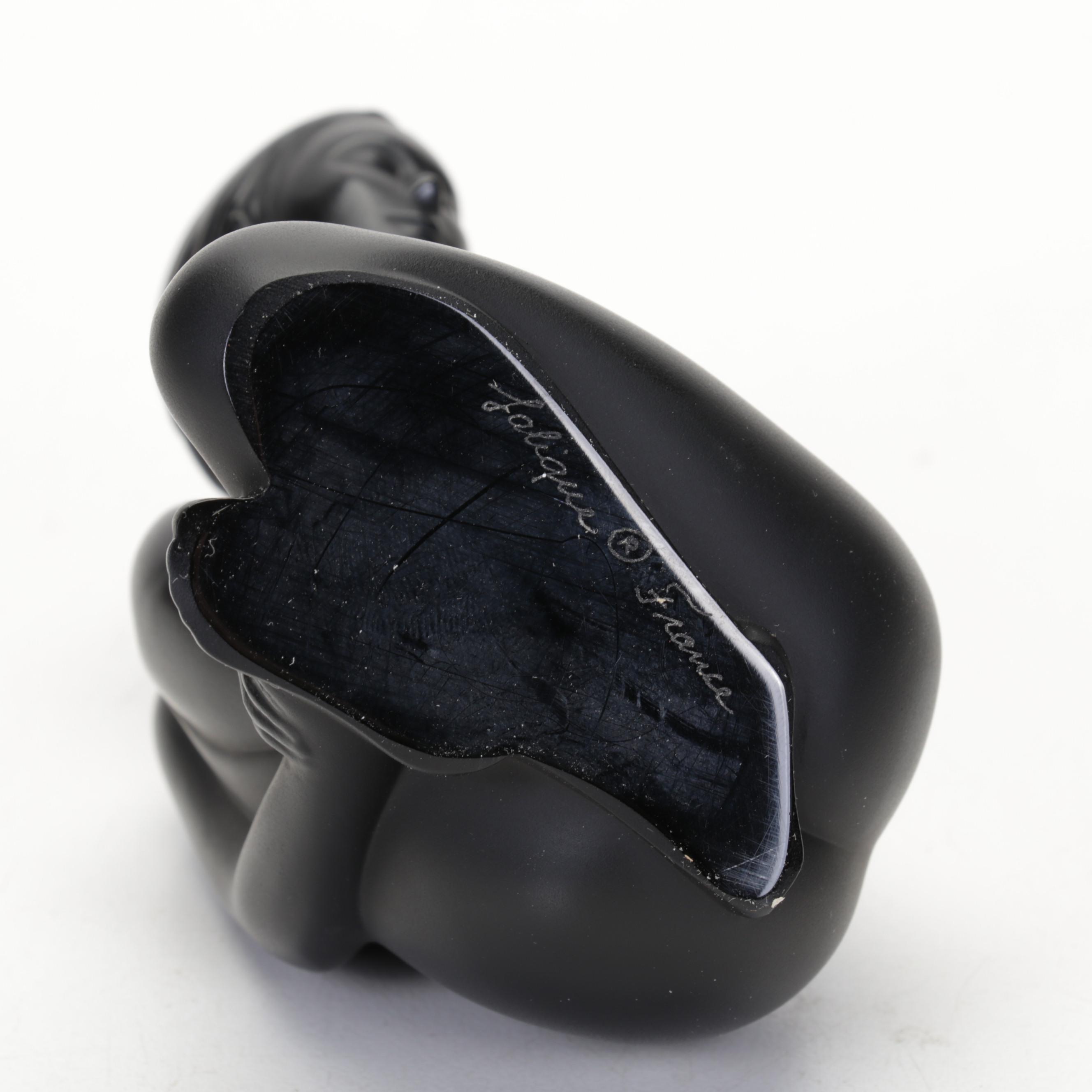 Pair of Lalique Crystal Noir "Venus" Nude Figurines