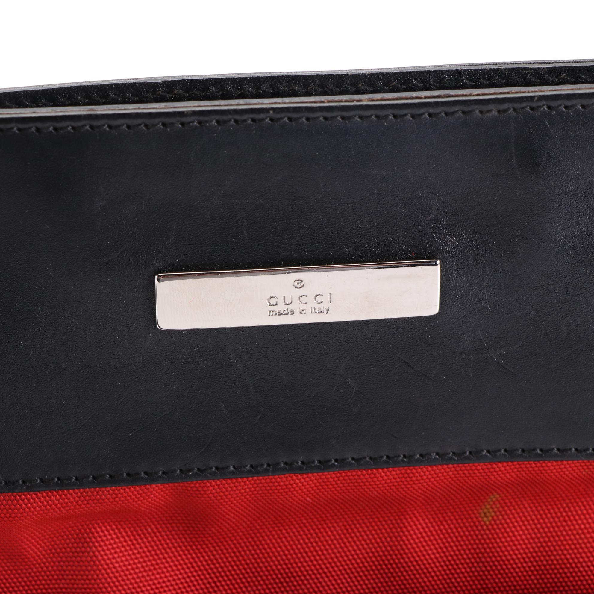 Gucci Small Crossbody Bag in Red GG Canvas and Black Leather