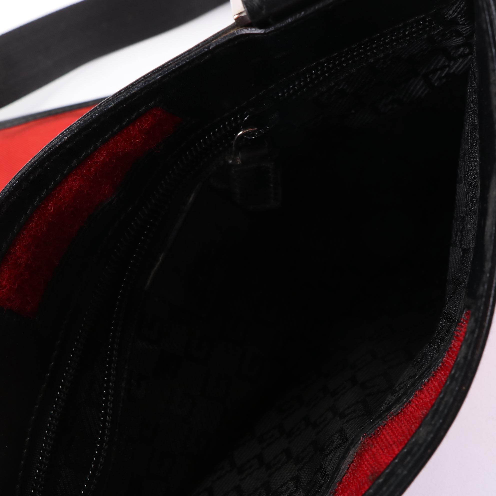 Gucci Small Crossbody Bag in Red GG Canvas and Black Leather