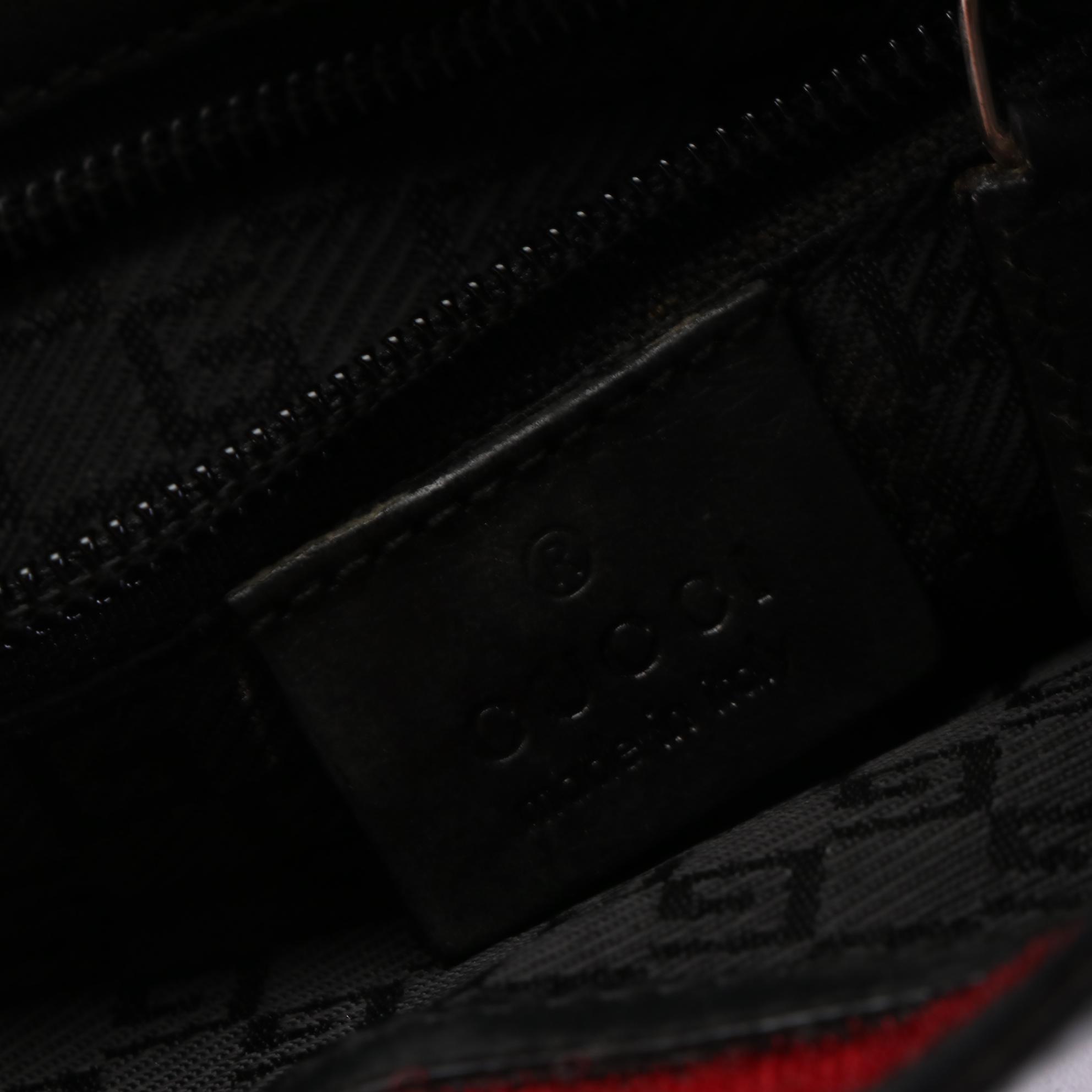 Gucci Small Crossbody Bag in Red GG Canvas and Black Leather