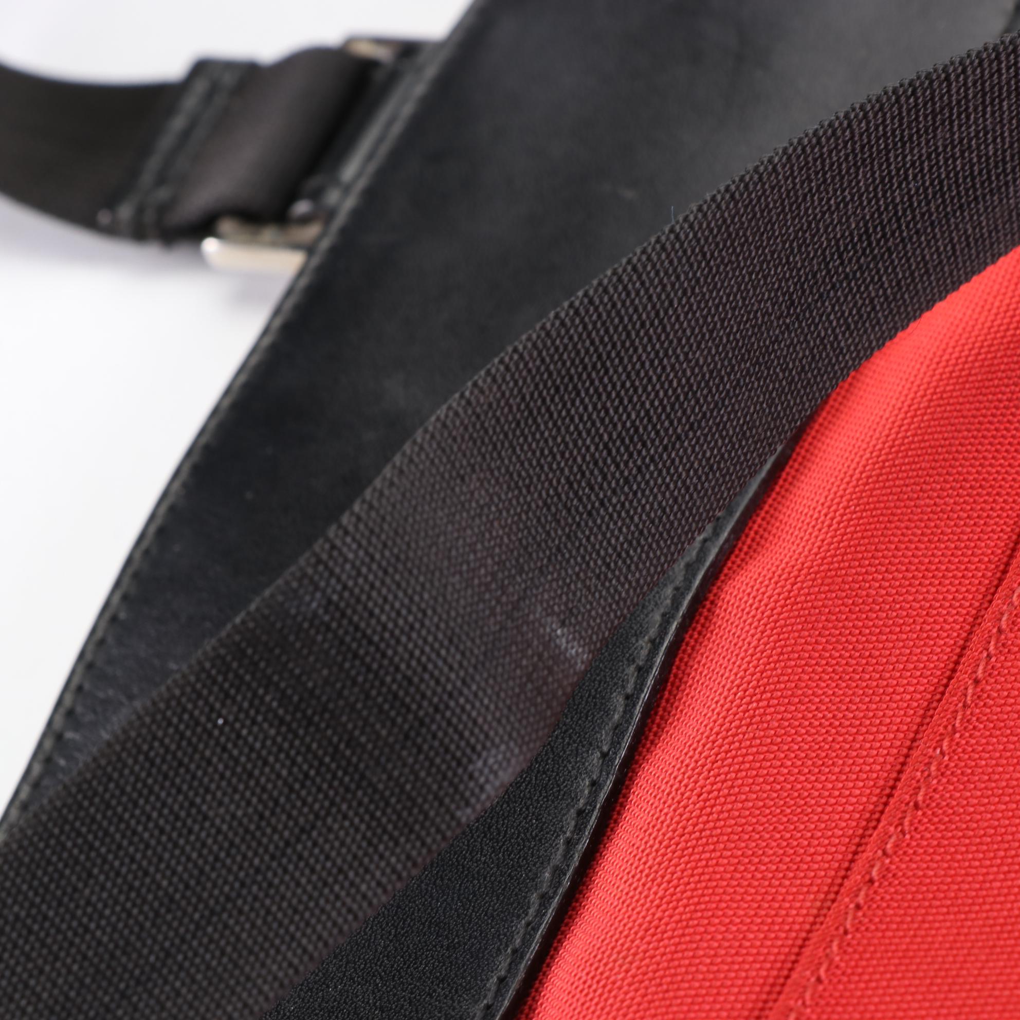 Gucci Small Crossbody Bag in Red GG Canvas and Black Leather