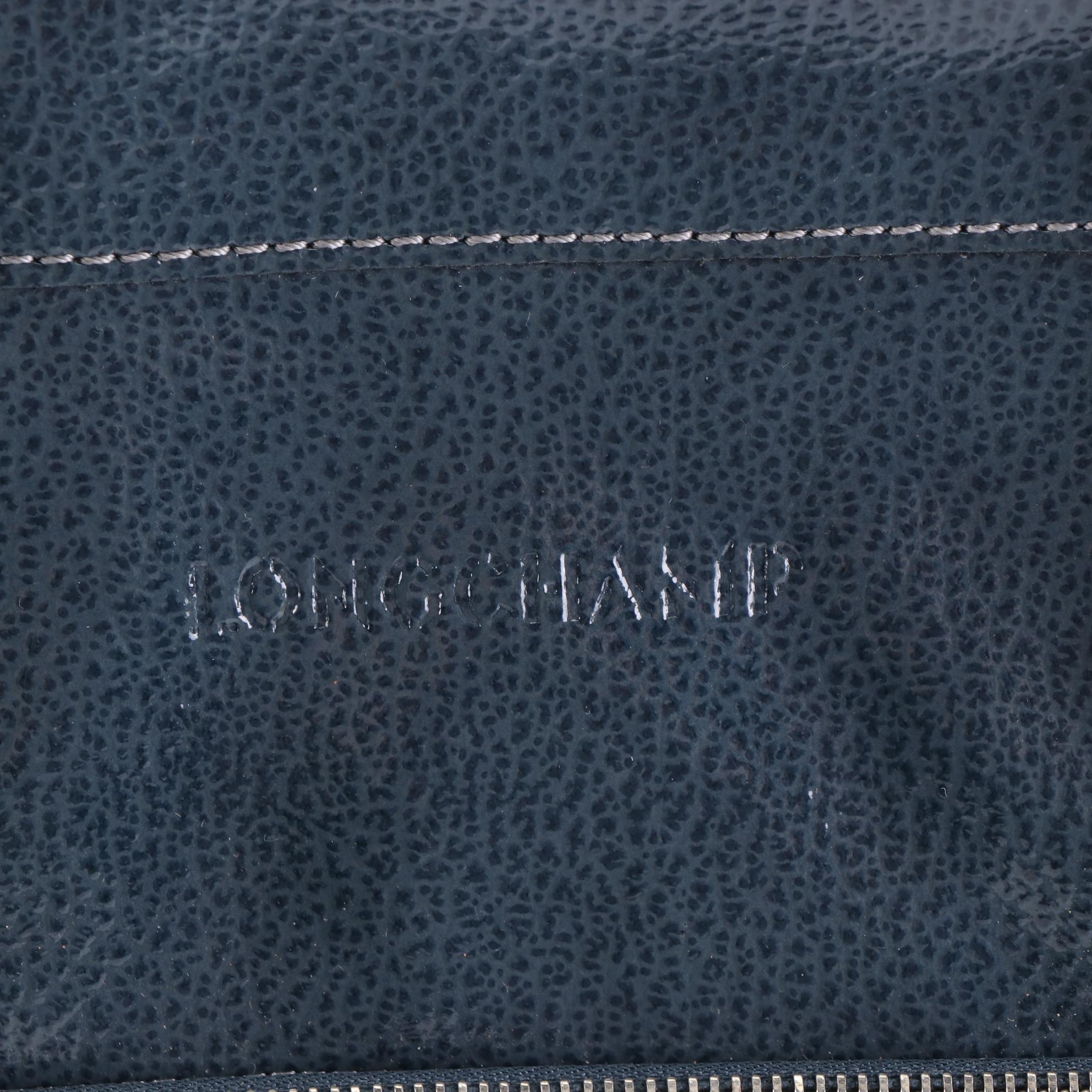 Longchamp Zipper Expanding Shoulder Bag in Texture Patent Leather