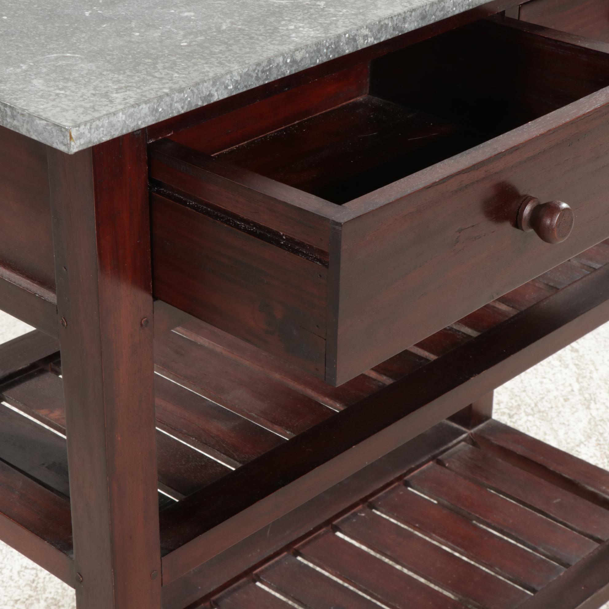 Kitchen Prep Table with Aluminum Wrapped Top, 21st Century