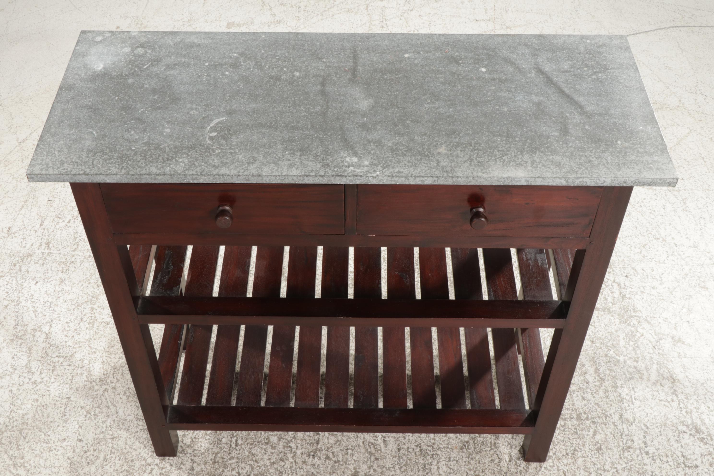 Kitchen Prep Table with Aluminum Wrapped Top, 21st Century