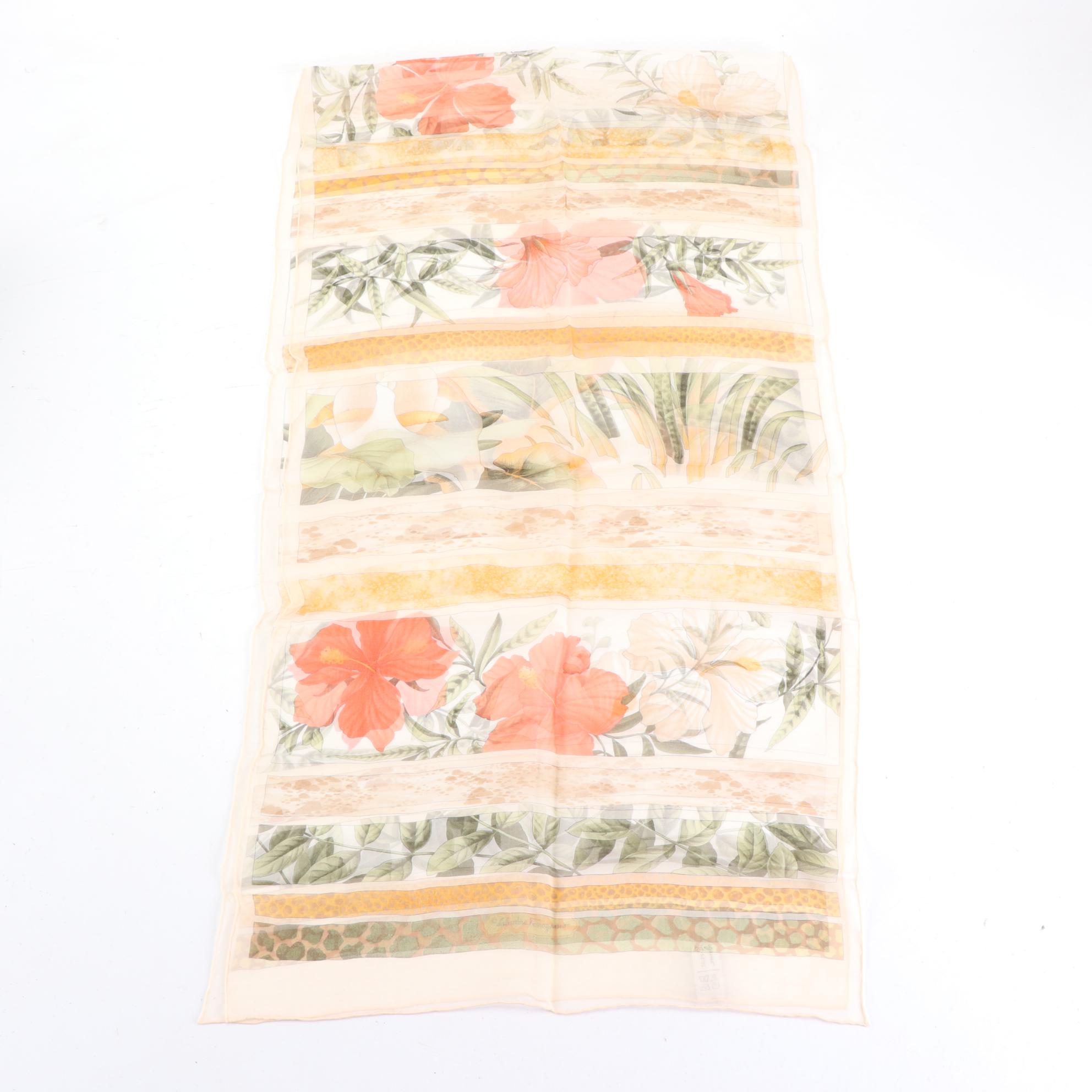 Salvatore Ferragamo Floral Printed Silk Scarf