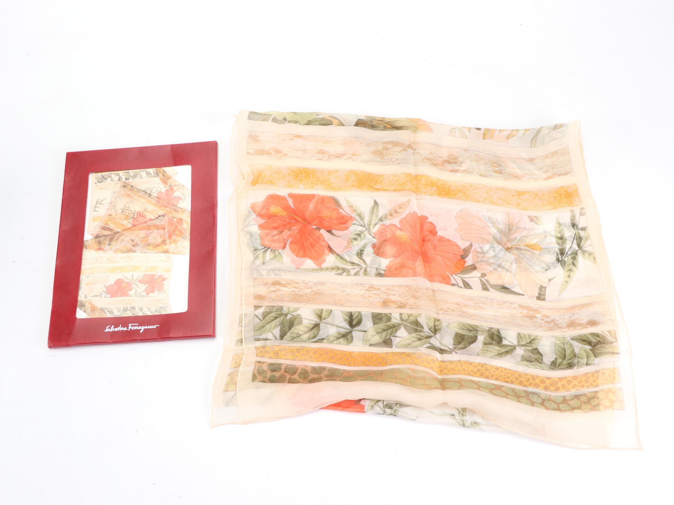 Salvatore Ferragamo Floral Printed Silk Scarf