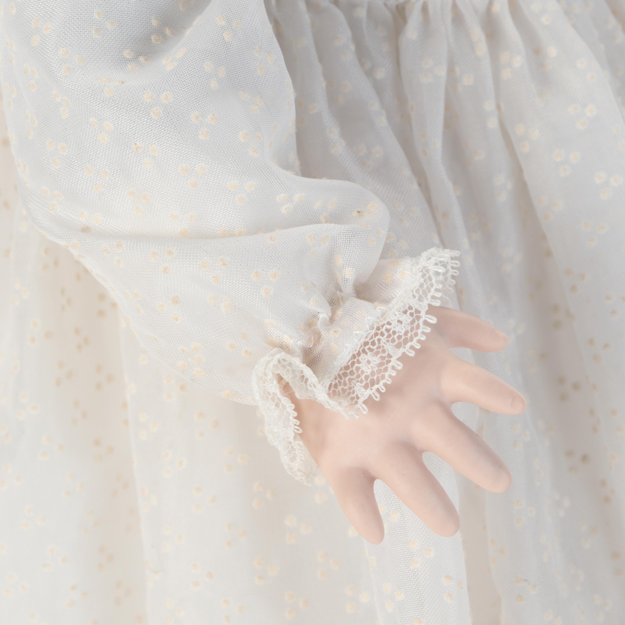 Hand Made Porcelain Doll with Pressed Back Spindle High Chair