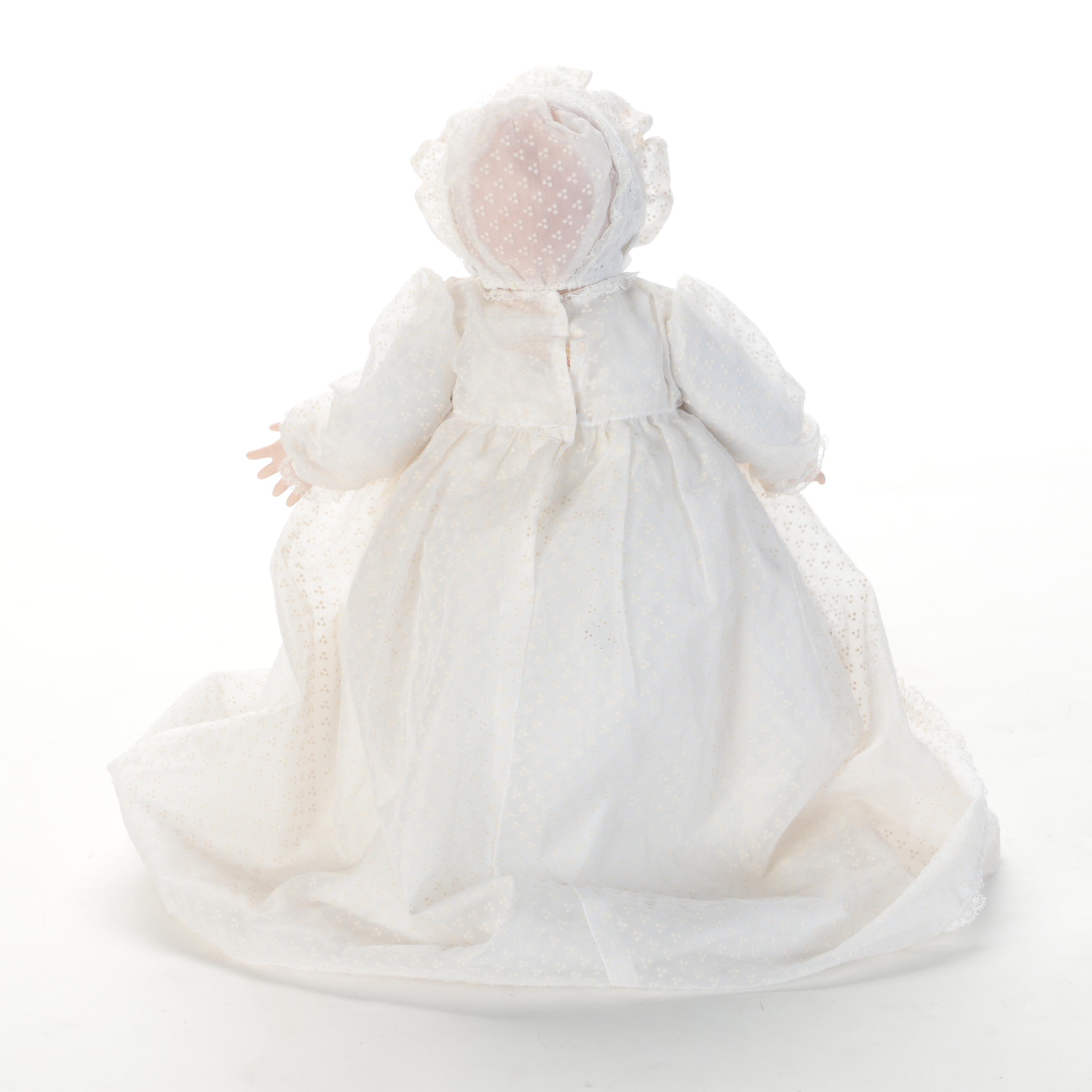 Hand Made Porcelain Doll with Pressed Back Spindle High Chair