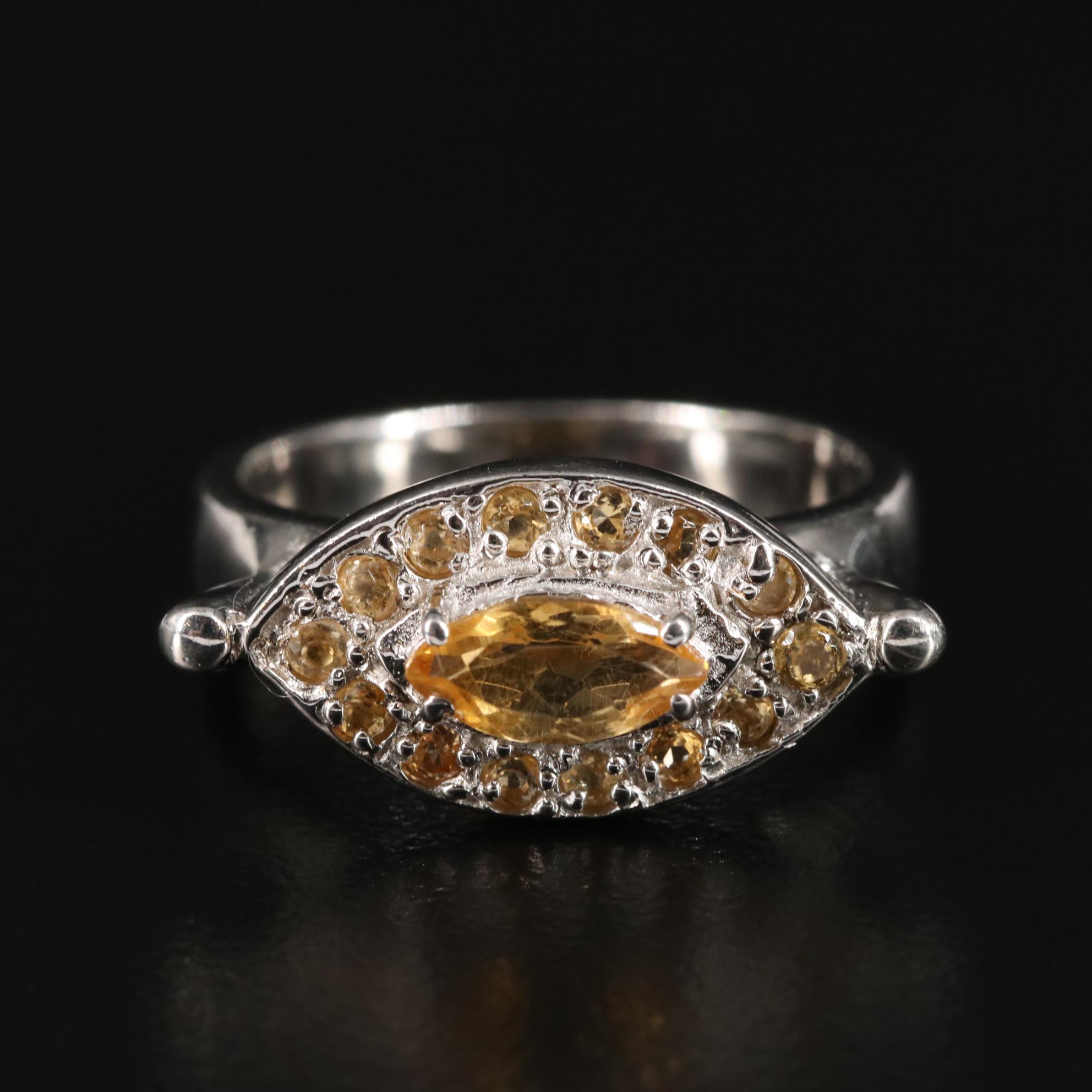 Sterling Citrine East West Ring