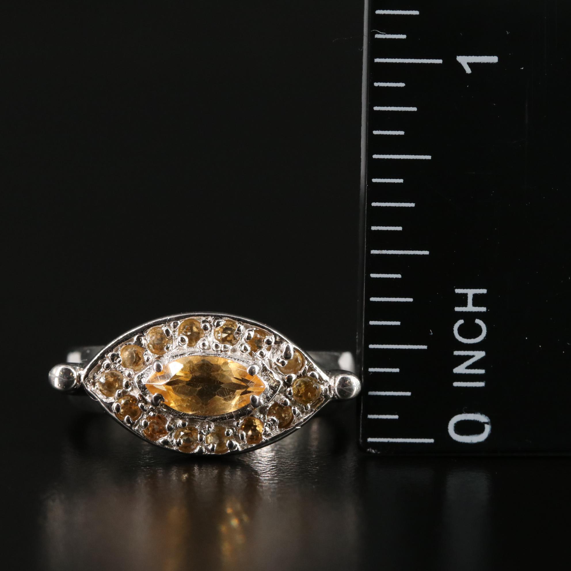Sterling Citrine East West Ring