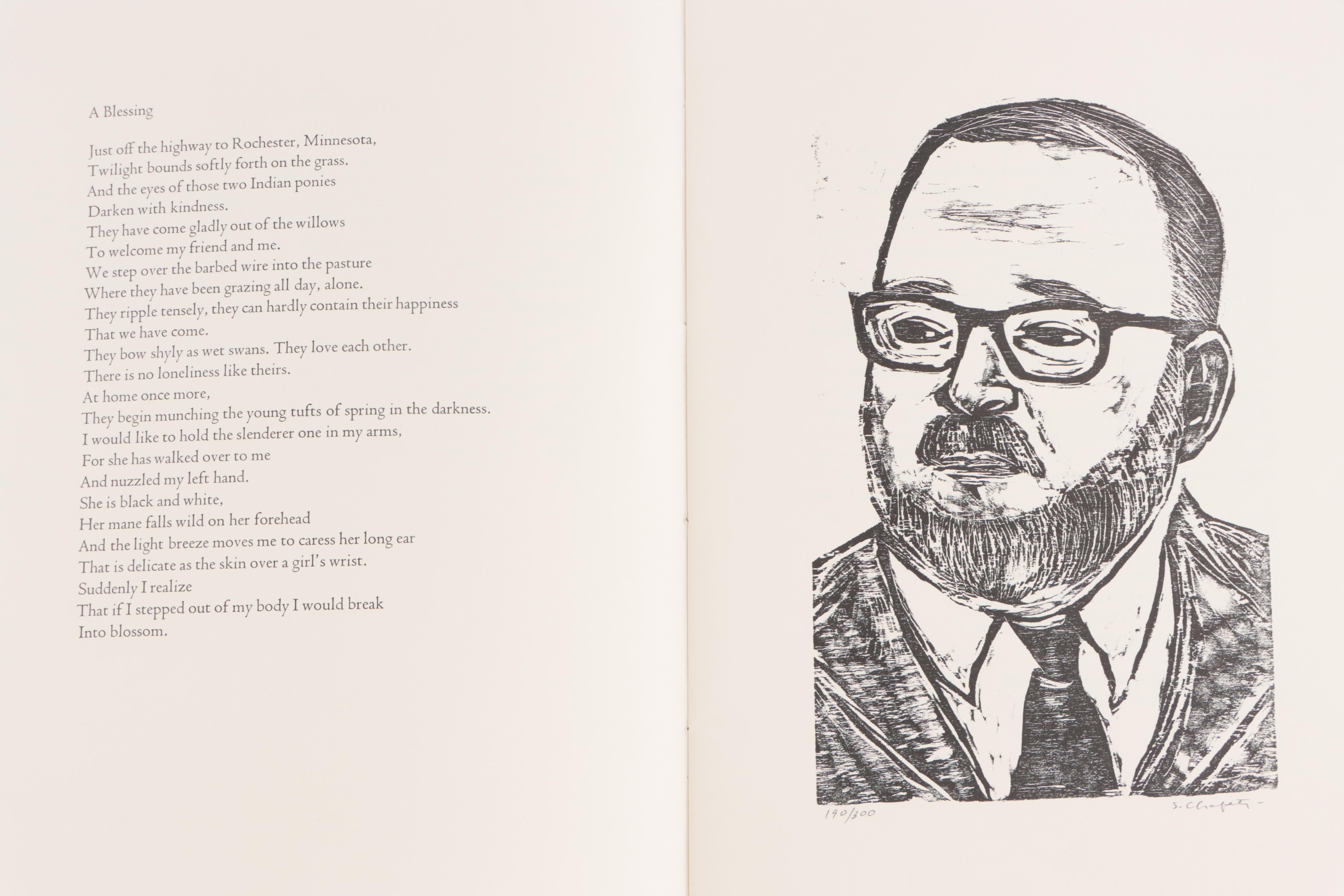 Sidney Chafetz Woodcut Portrait For James Wright Festival Pamphlet, 1984