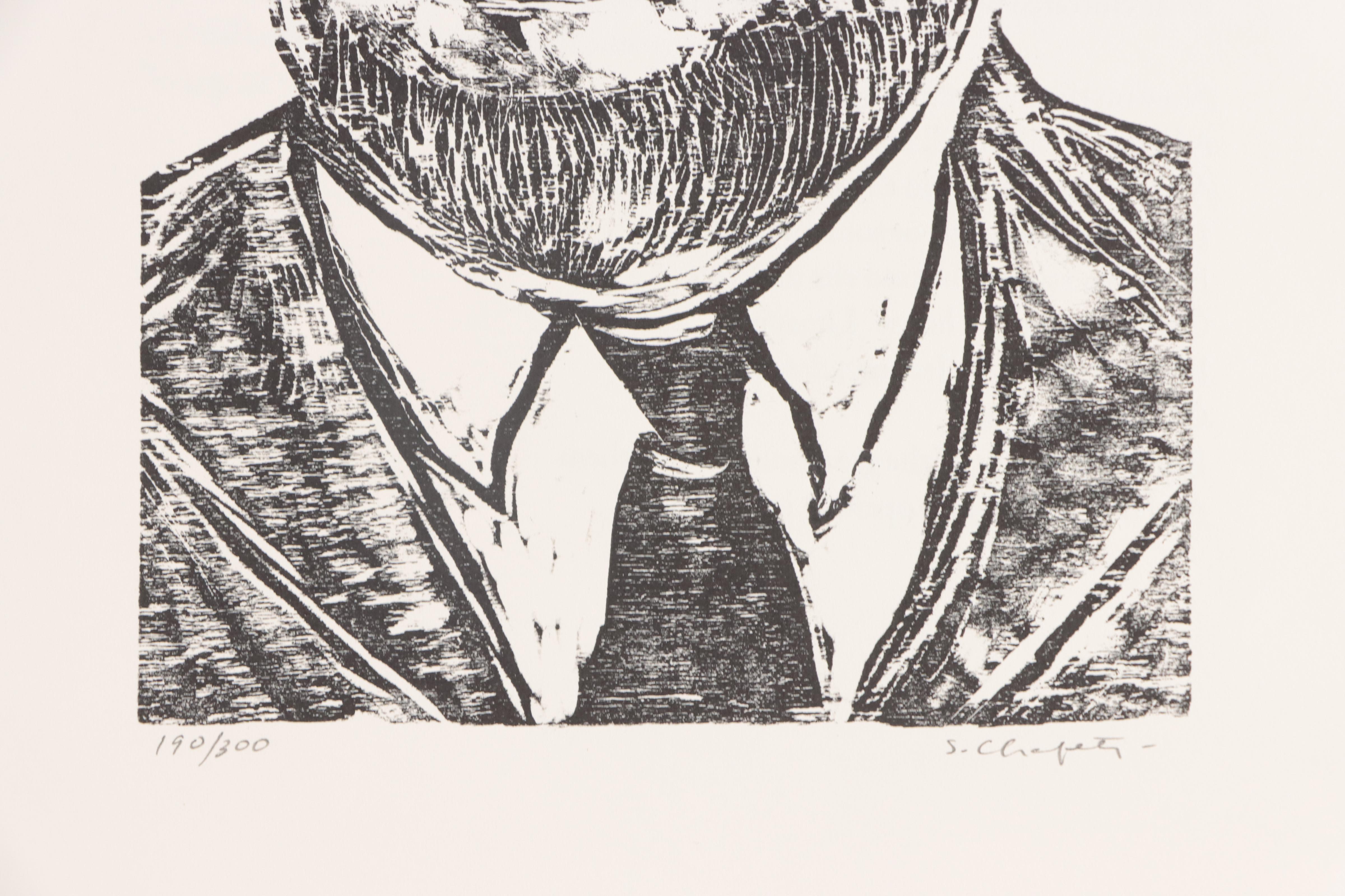 Sidney Chafetz Woodcut Portrait For James Wright Festival Pamphlet, 1984