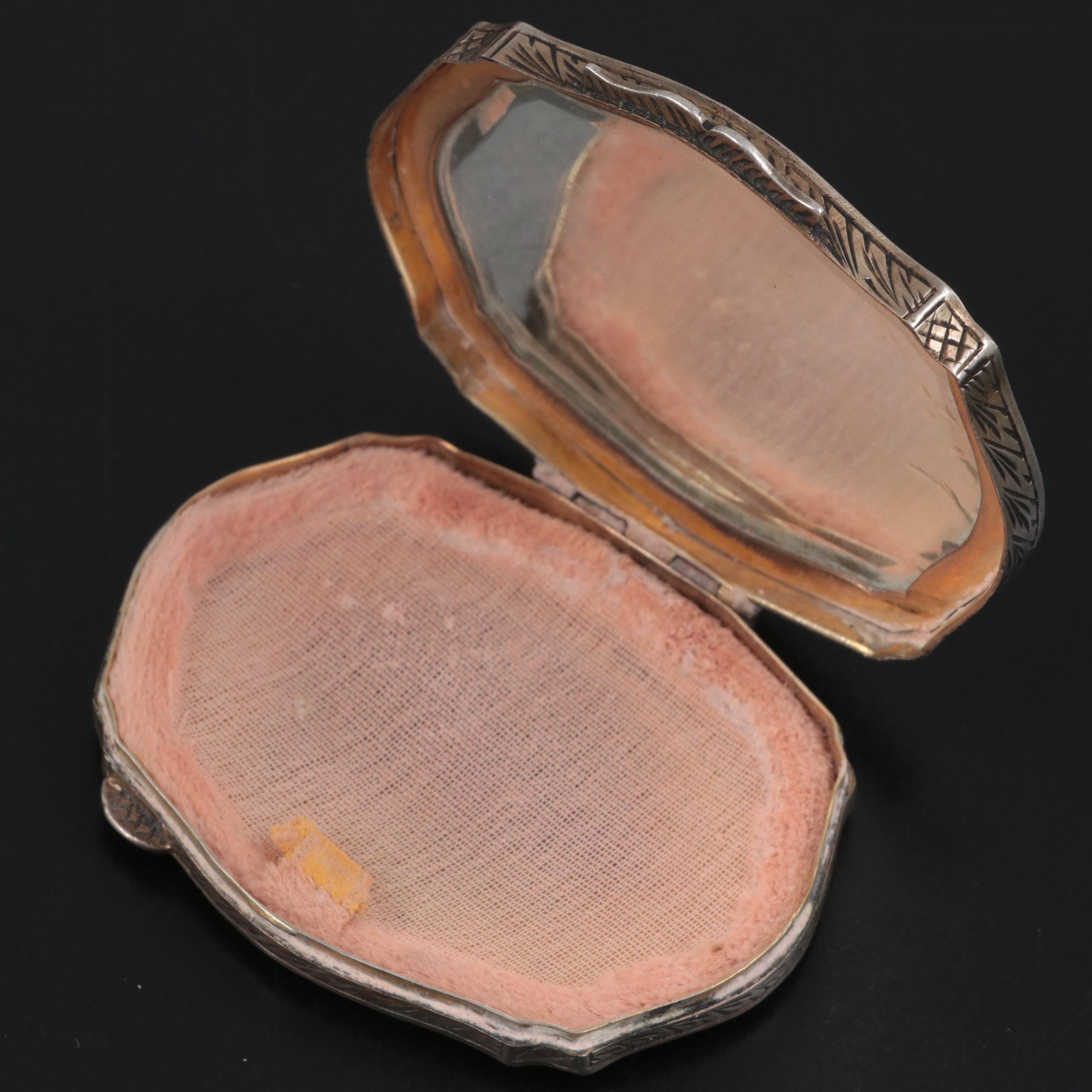 Italian Baroque Style 800 Silver and Lapis Lazuli Makeup Compact, Mid-20th C.