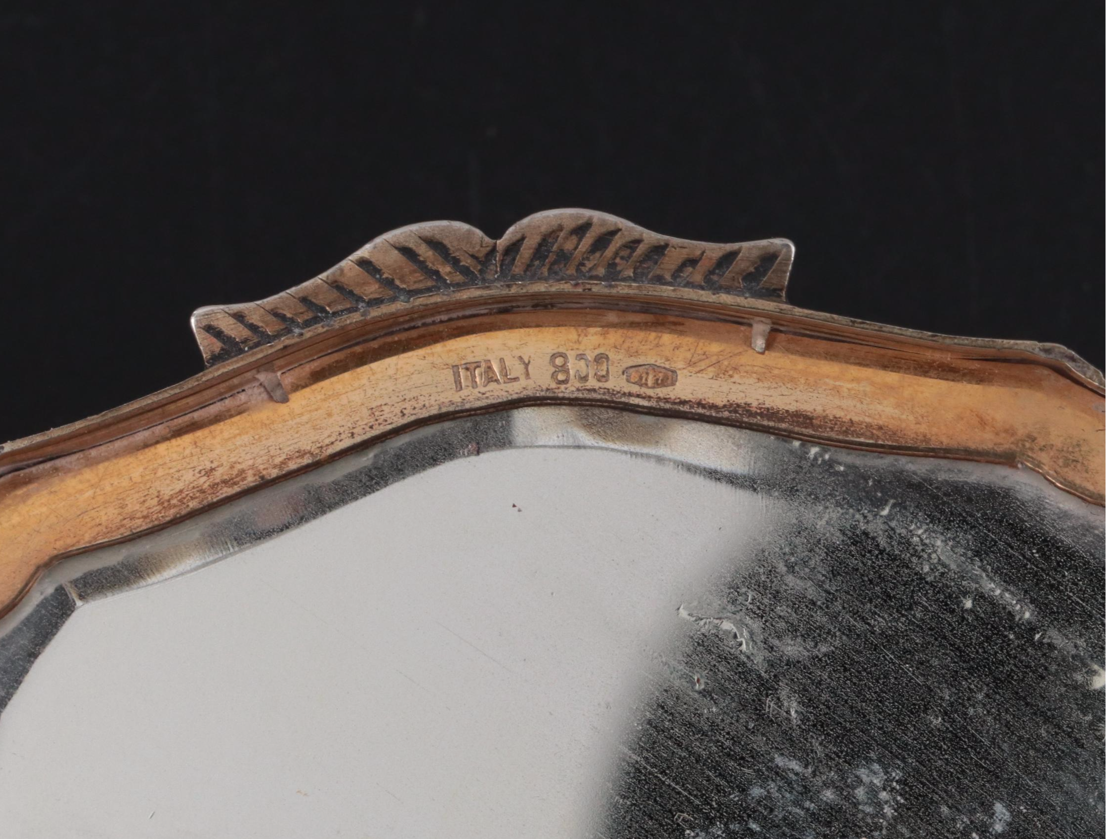 Italian Baroque Style 800 Silver and Lapis Lazuli Makeup Compact, Mid-20th C.