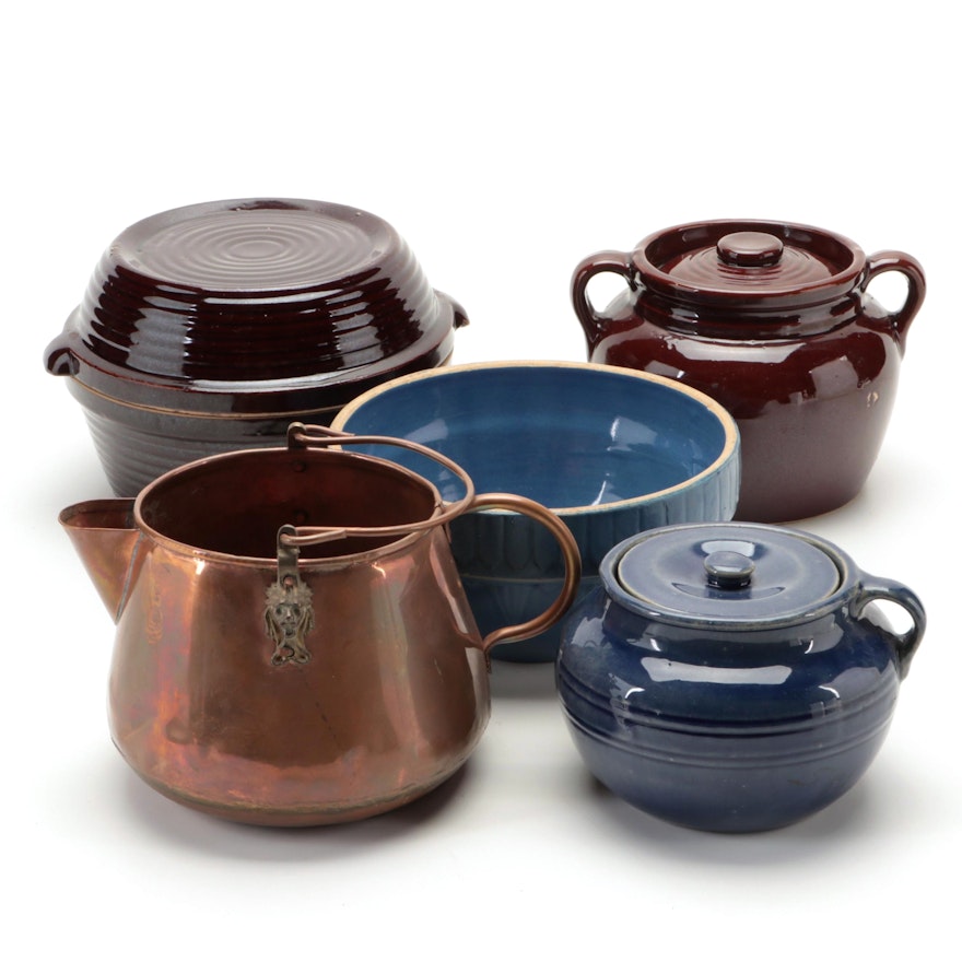 Hull Pottery  with Other Bean Pot, Mixing Bowl and Kitchenware