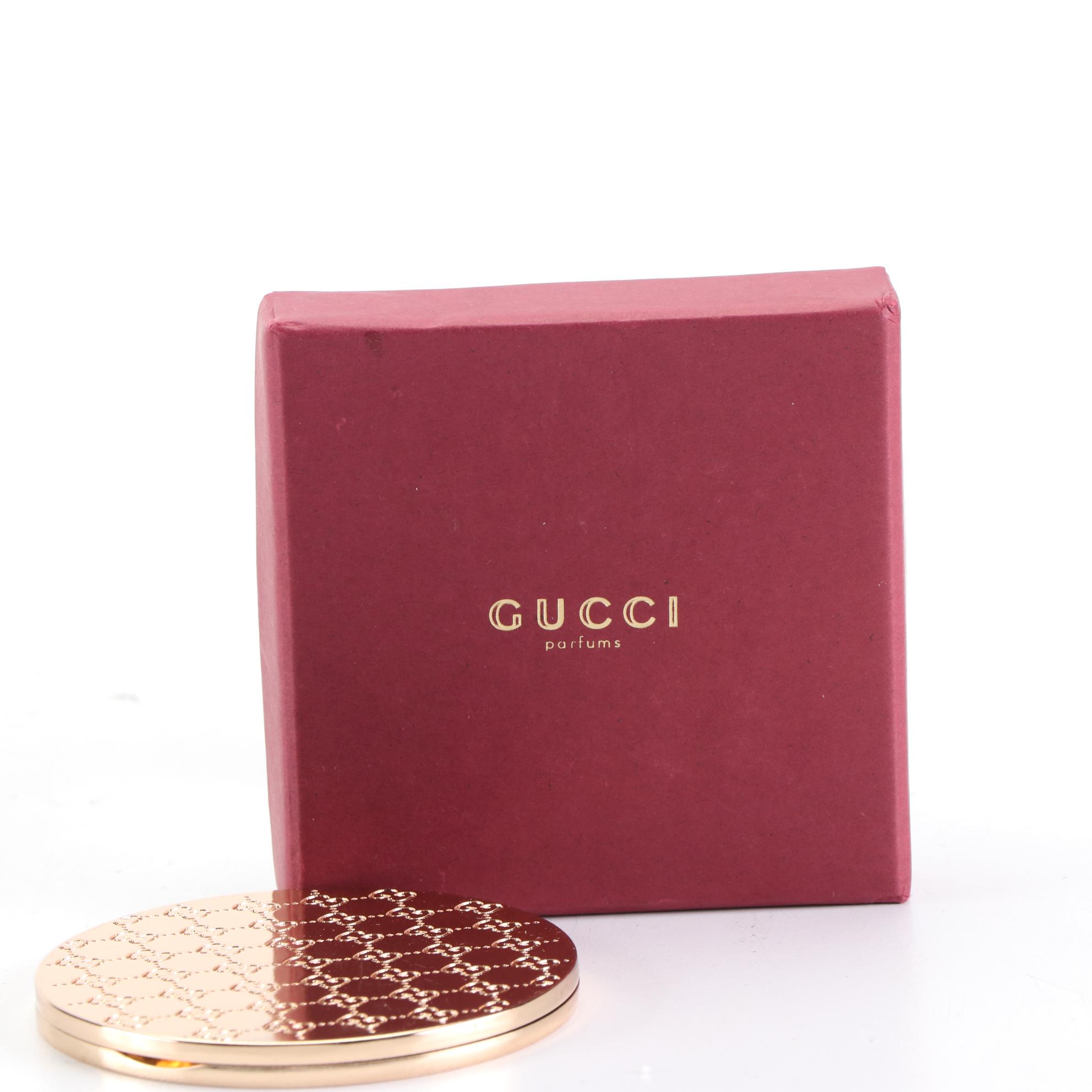 Gucci Parfums Promotional Embossed Gilt Metal Compact Mirror