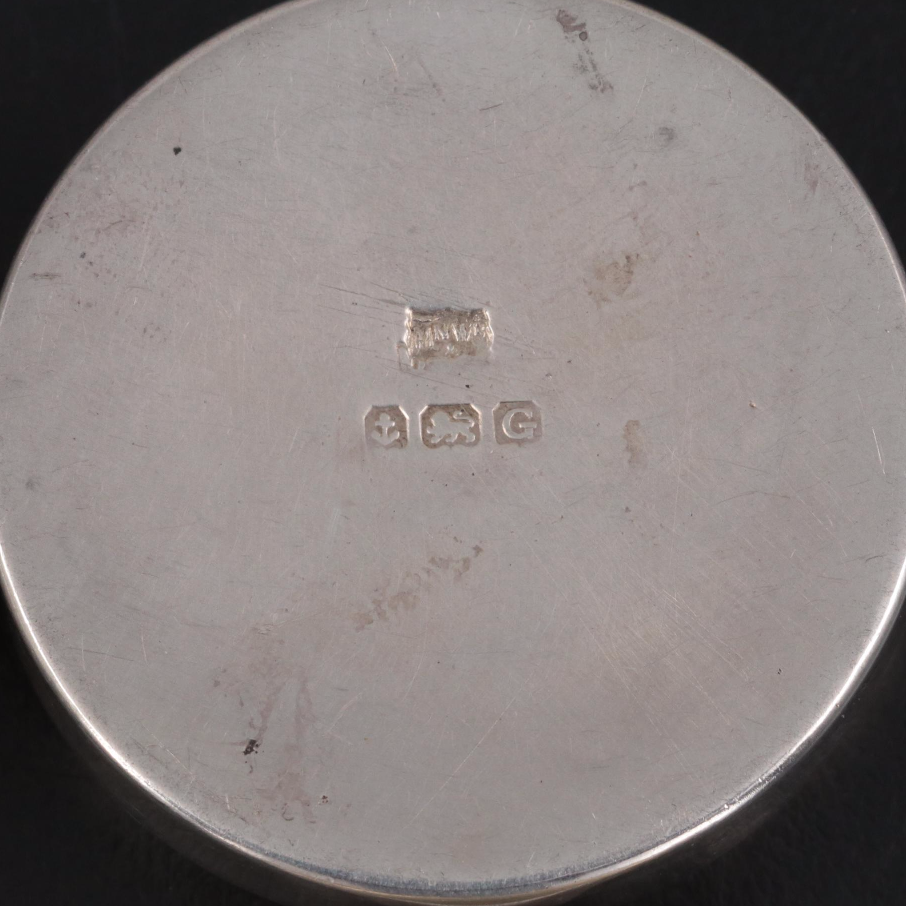 Mappin & Webb English Guilloche Enamel and Sterling Patch Boxes, 1931