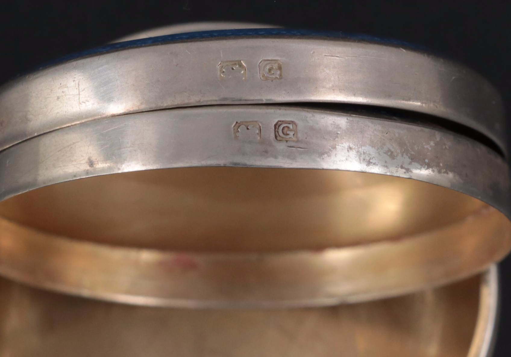 Mappin & Webb English Guilloche Enamel and Sterling Patch Boxes, 1931