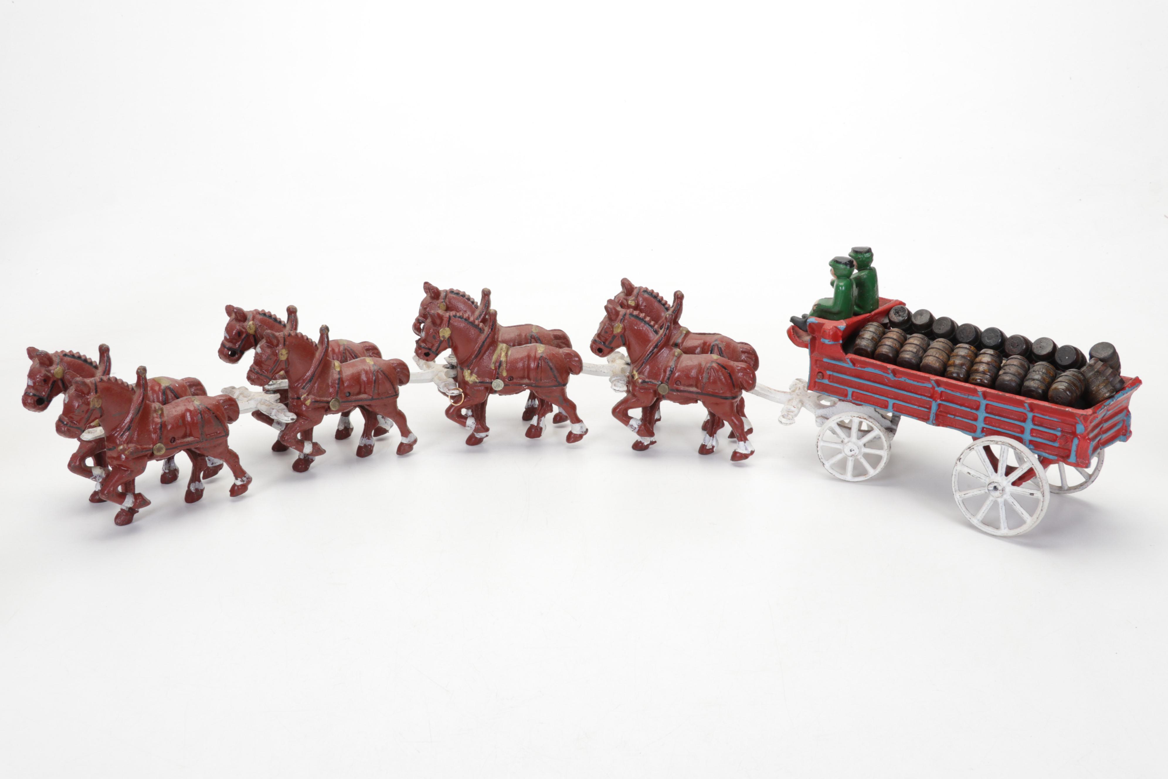 Reproduction Cast Iron Beer Wagon, Ertl Truck Banks, Greyhound Bank, and More