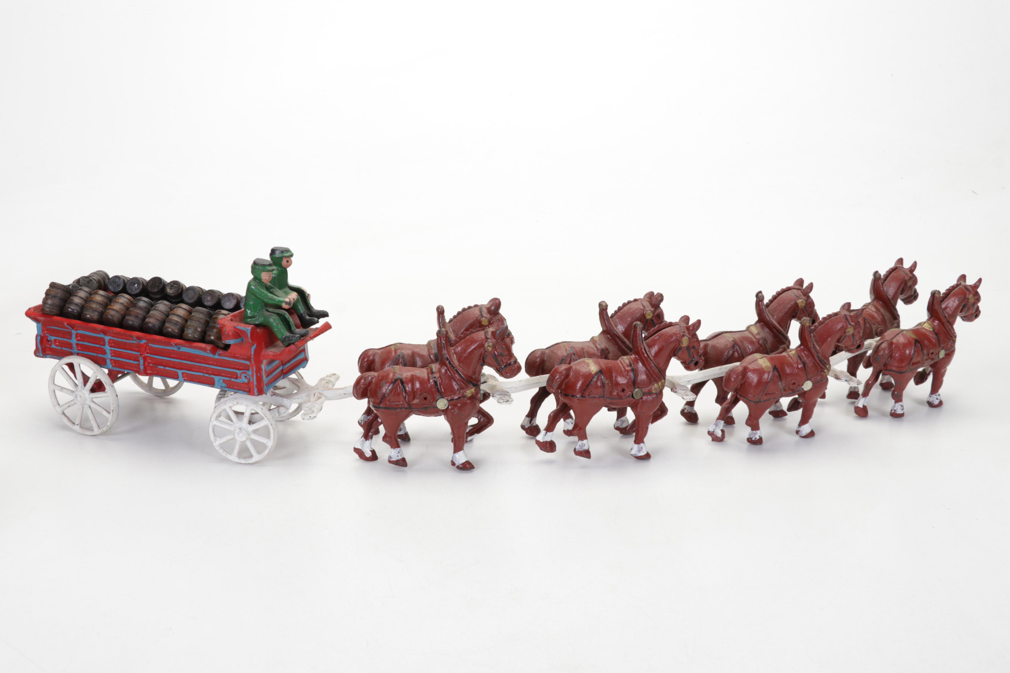 Reproduction Cast Iron Beer Wagon, Ertl Truck Banks, Greyhound Bank, and More